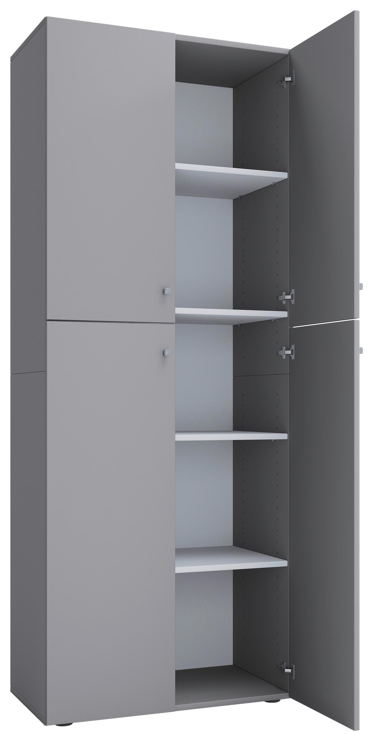 Schuhschrank Lona ca.70x182x37cm Grau - Silberfarben/Schwarz, KONVENTIONELL, Holzwerkstoff/Kunststoff (70/182/37cm) - MID.YOU