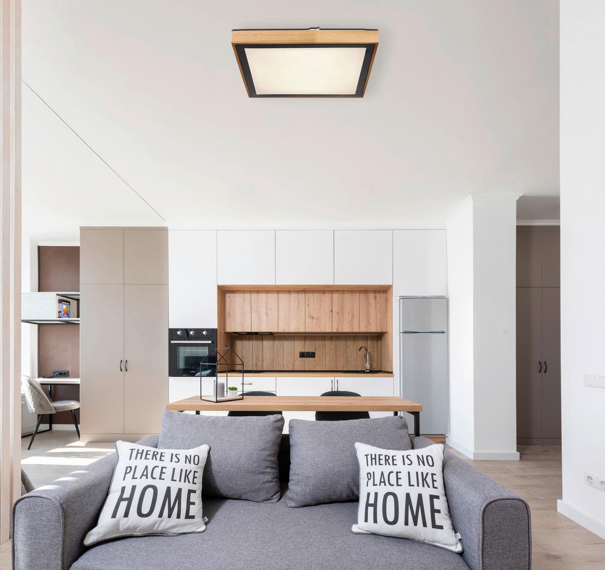 LAMPA SUFITOWA LUISA - czarny/brązowy, Design, tworzywo sztuczne/metal (39/39/9cm) - Novel