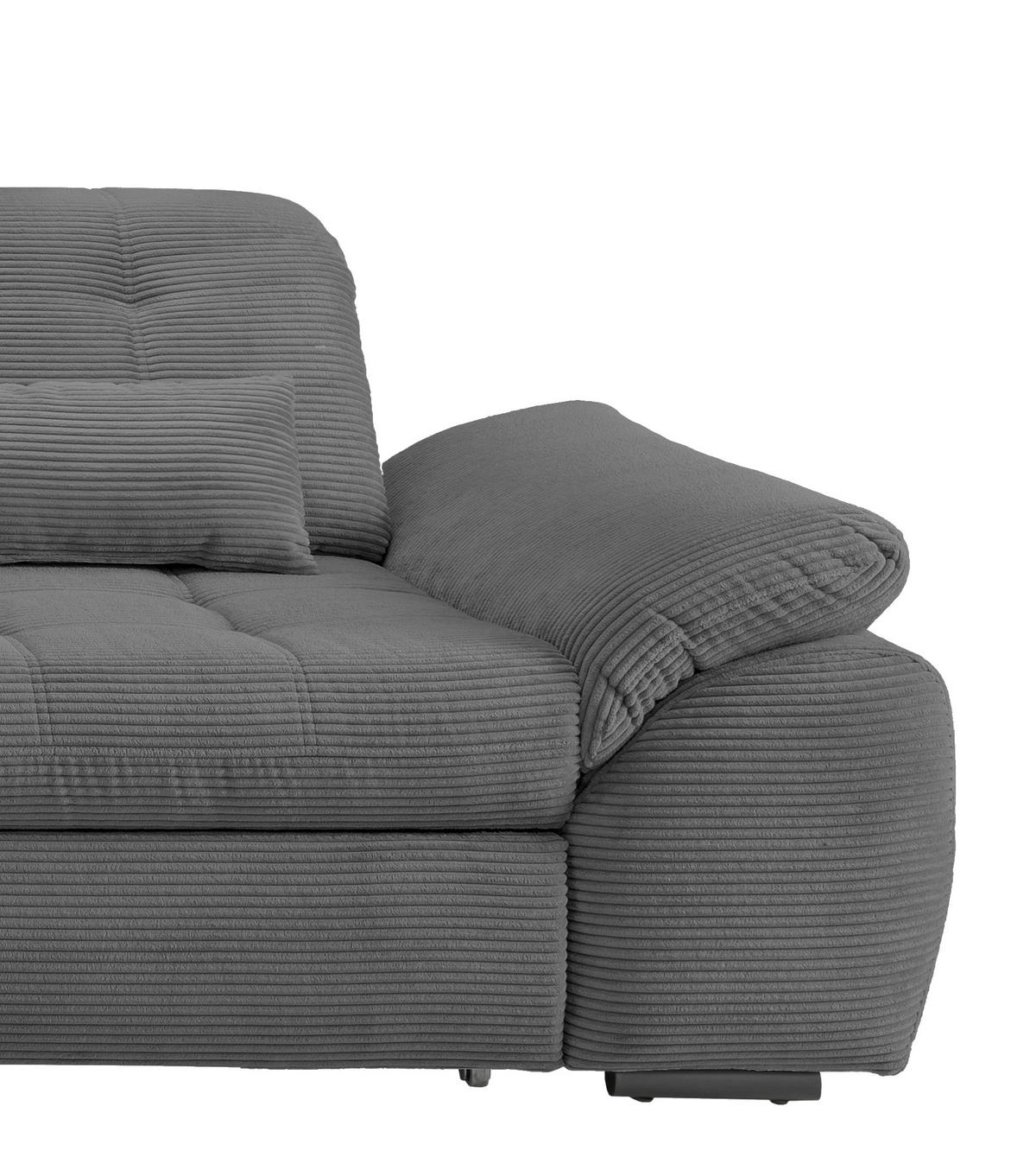 Ecksofa mit Bettkasten Rigatti ca. 184x314 cm Grau - Schwarz/Grau, MODERN, Textil/Metall (184/314cm) - Livetastic