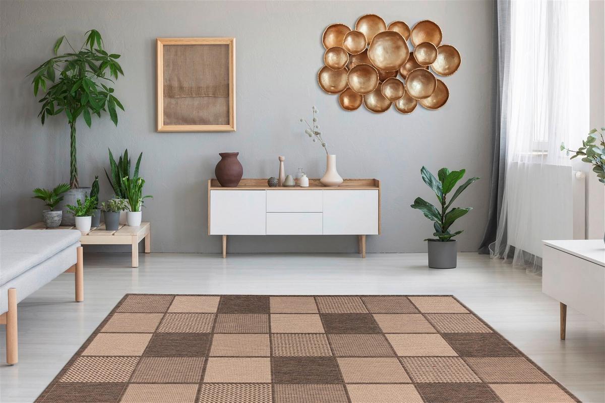 FLACHWEBETEPPICH SPLASH 400 BRAUN / CREME - Creme/Braun, Konventionell, Textil (80/150cm) - Kayoom