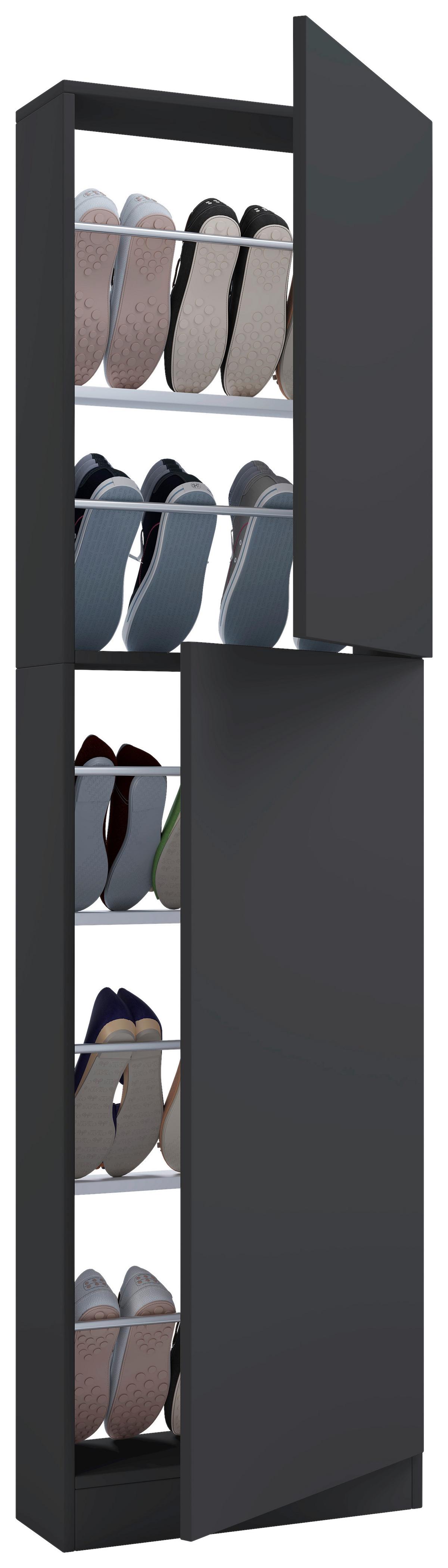 Schuhschrank FULISA Anthrazit ca. 50x180x17 cm - Anthrazit, Design, Holzwerkstoff (50/180/17cm) - MID.YOU
