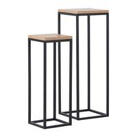 Blumensäulen-Set Watford in Schwarz/Eichefarben - Eichefarben/Schwarz, Modern, Holzwerkstoff/Metall (19-23/54-67/19-23cm) - Mömax