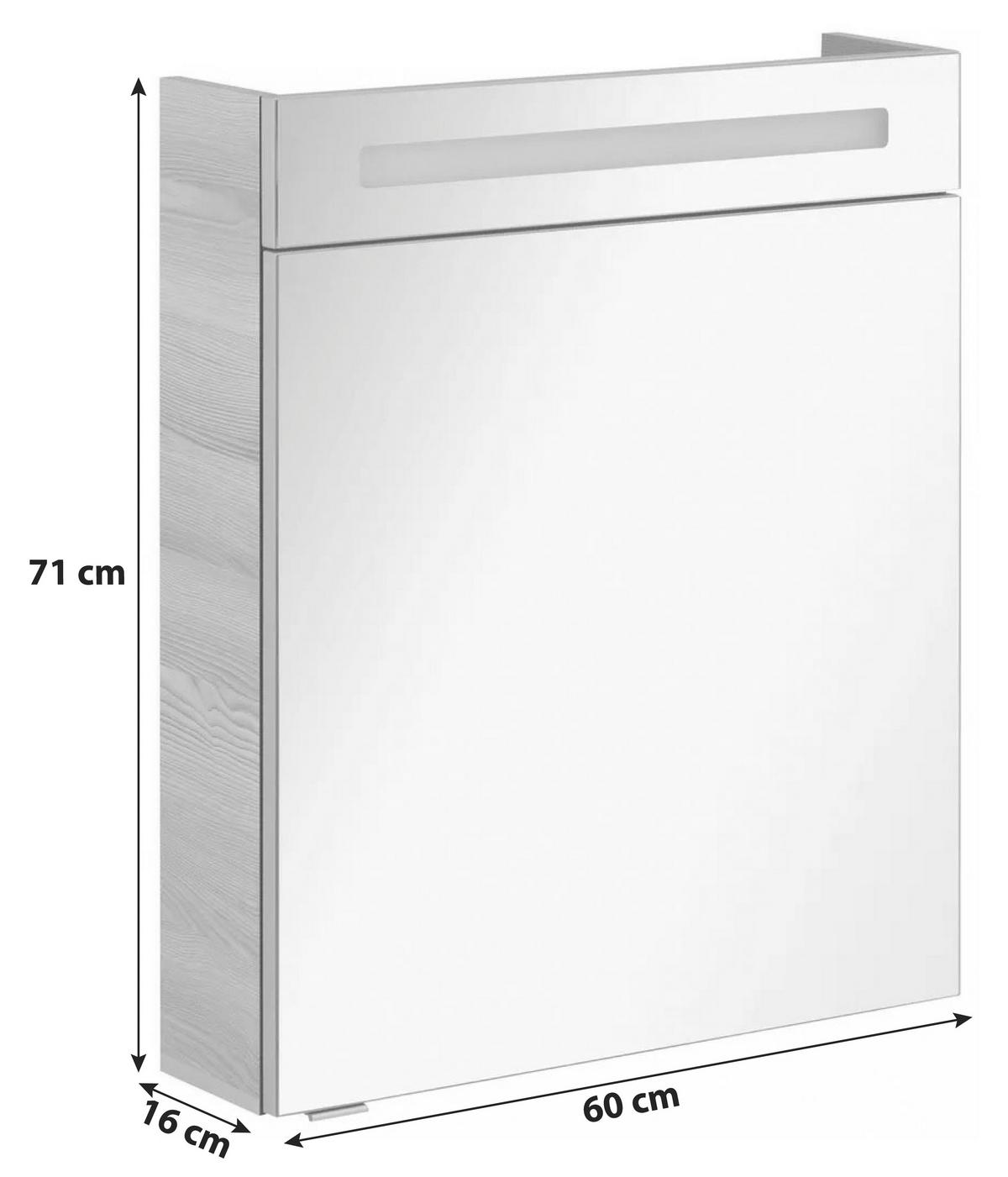 Spiegelschrank "B.Clever" , esche - Eschefarben/Alufarben, MODERN, Glas/Holzwerkstoff (60/71/16cm) - MID.YOU