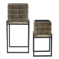 Übertopf-Set Flora Braun/Schwarz, 2er Set - Schwarz/Braun, Kunststoff/Metall - Mömax