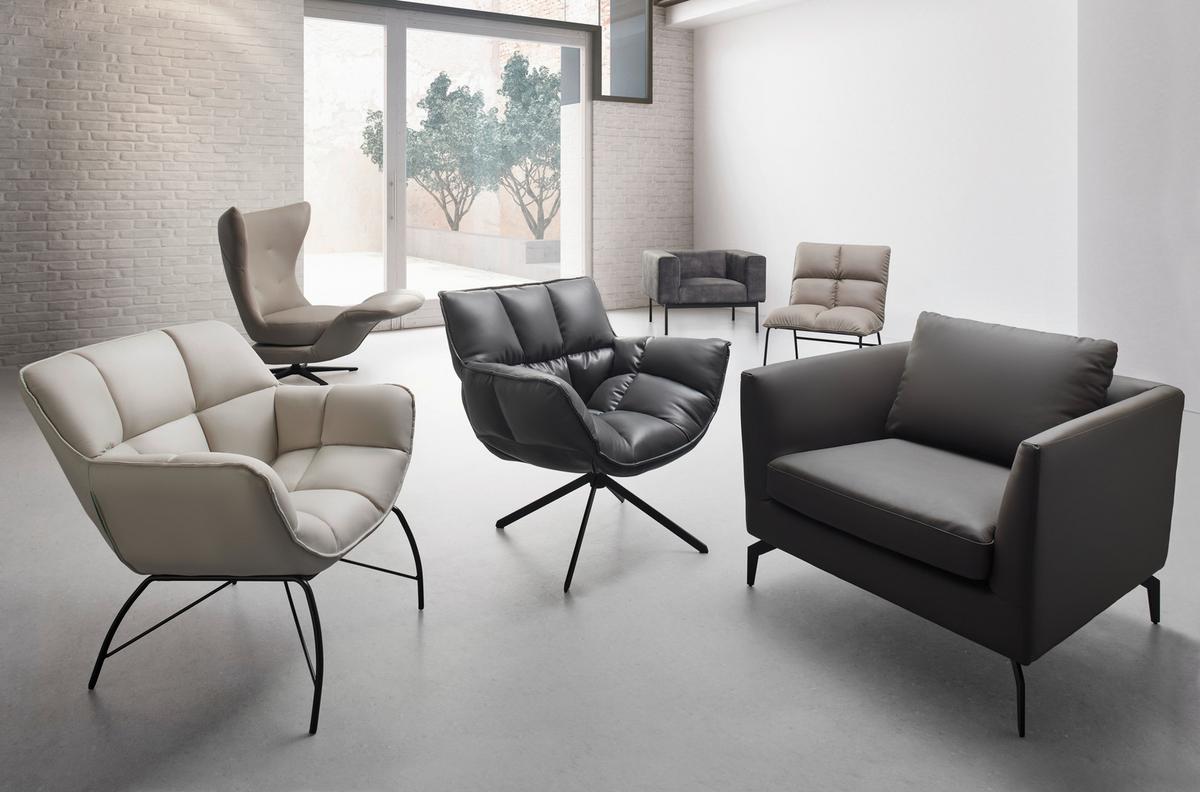 Sessel Eleina Grau Lederlook - Schwarz/Grau, MODERN, Textil/Metall (71/82/70cm) - Bessagi Home