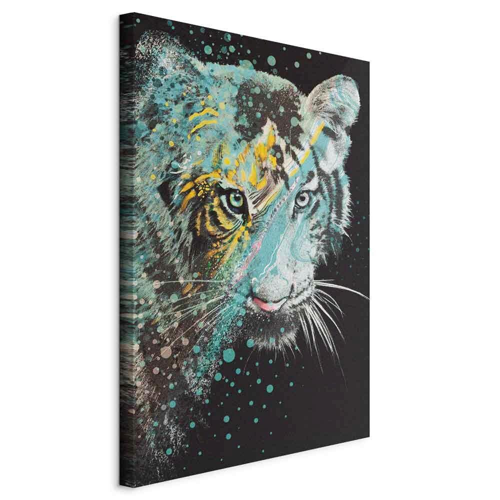 Slika Na Platnu Mint Tiger - črna/metino zelena, Basics, tekstil/les (80/120/1.2cm) - artgeist