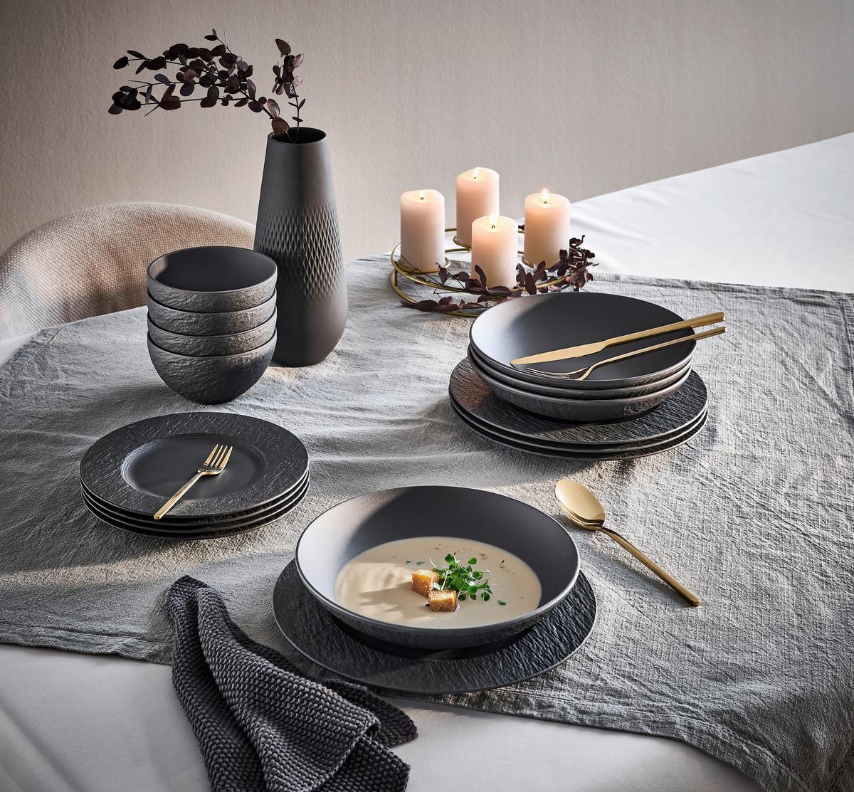 SERWIS OBIADOWO-ŚNIADANIOWY MANUFACTURE ROCK VILLEROY&BOCH - czarny, Design, ceramika - Villeroy & Boch