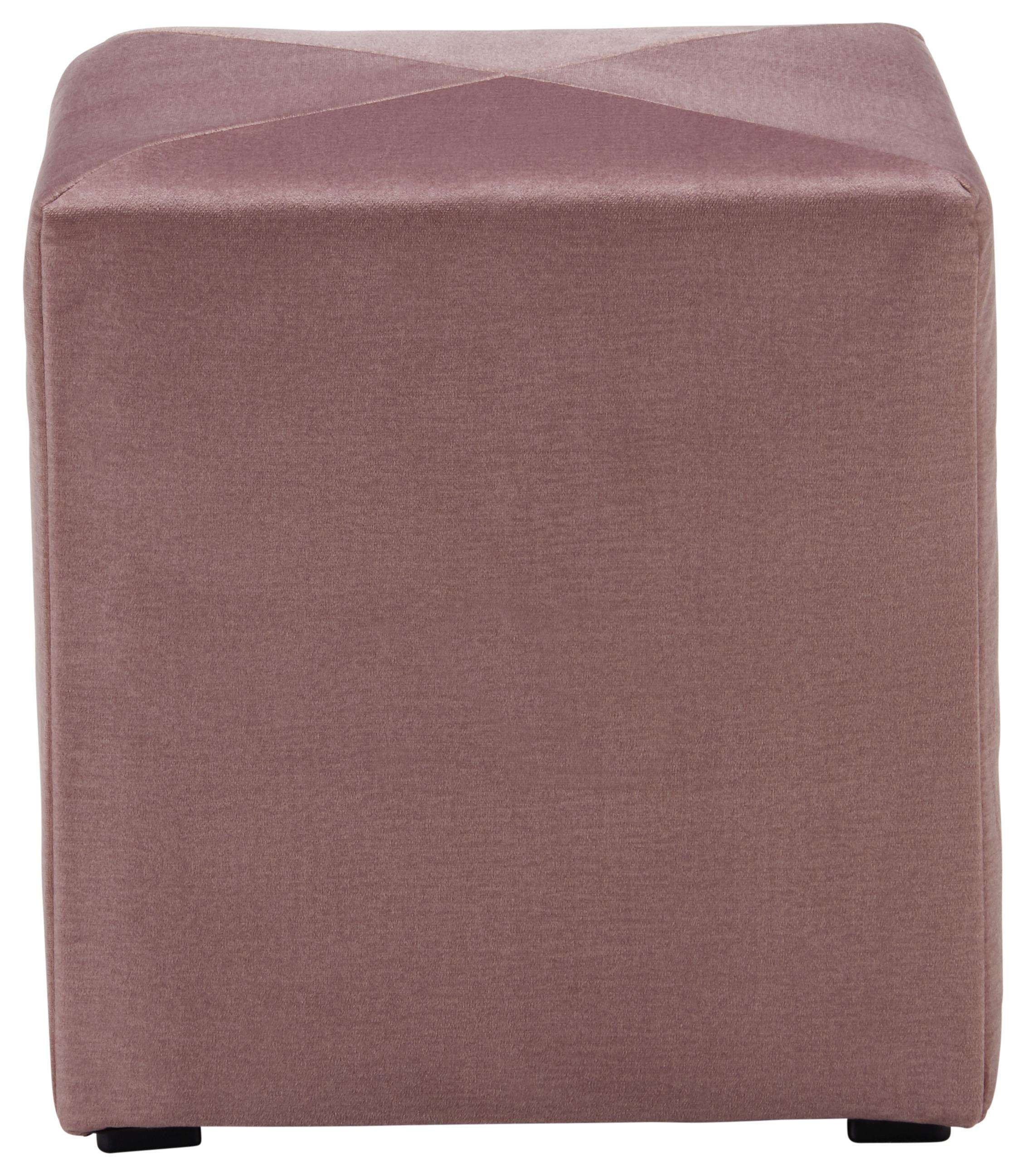 Hocker aus Samt in Rosa - Schwarz/Rosa, Kunststoff/Textil (40/42/40cm) - Mömax