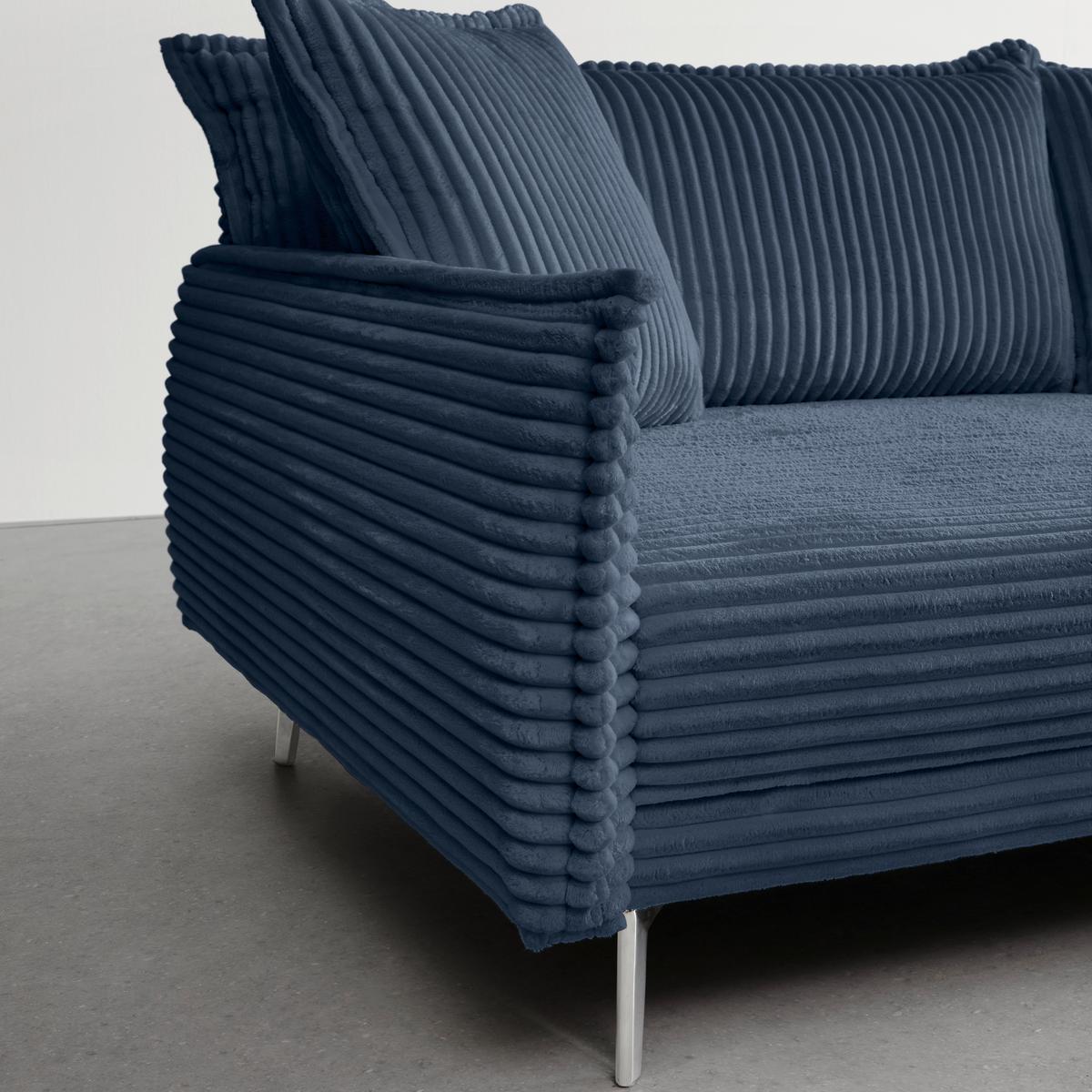 Bigsofa Kiss Dunkelblau - Chromfarben/Schwarz, Modern, Holz/Metall (241/90/117cm) - Mömax
