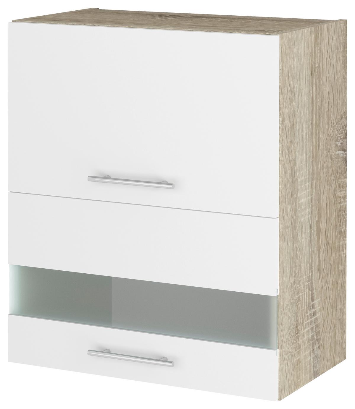 Dulap superior de bucătărie Corina - stejar Sonoma/alb, Modern, plastic/sticlă (60/72,4/34,6cm) - Based