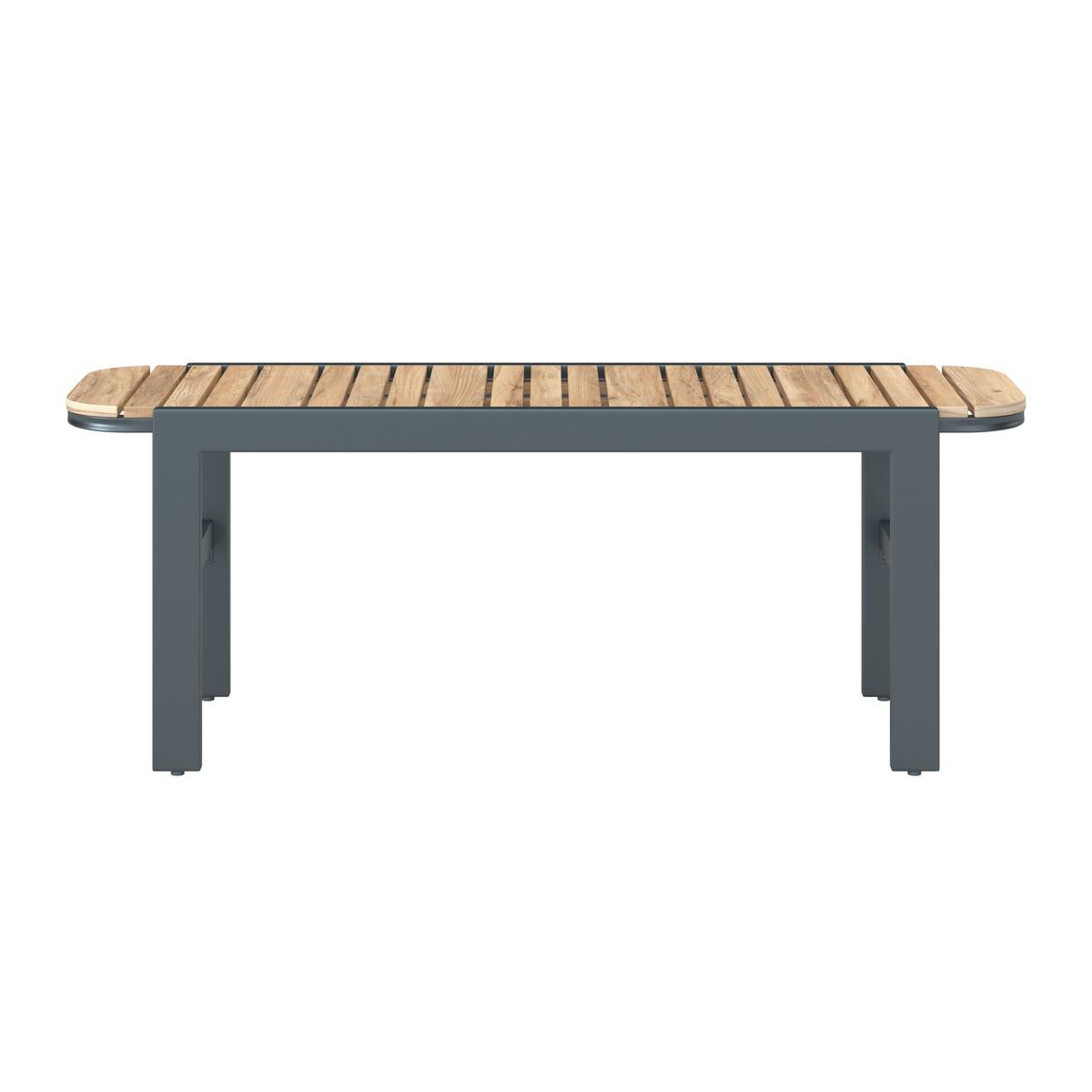 Gartenbank Marlo Schwarz Akazie - Akaziefarben, MODERN, Holz/Metall (126/47/40cm) - Bessagi Garden