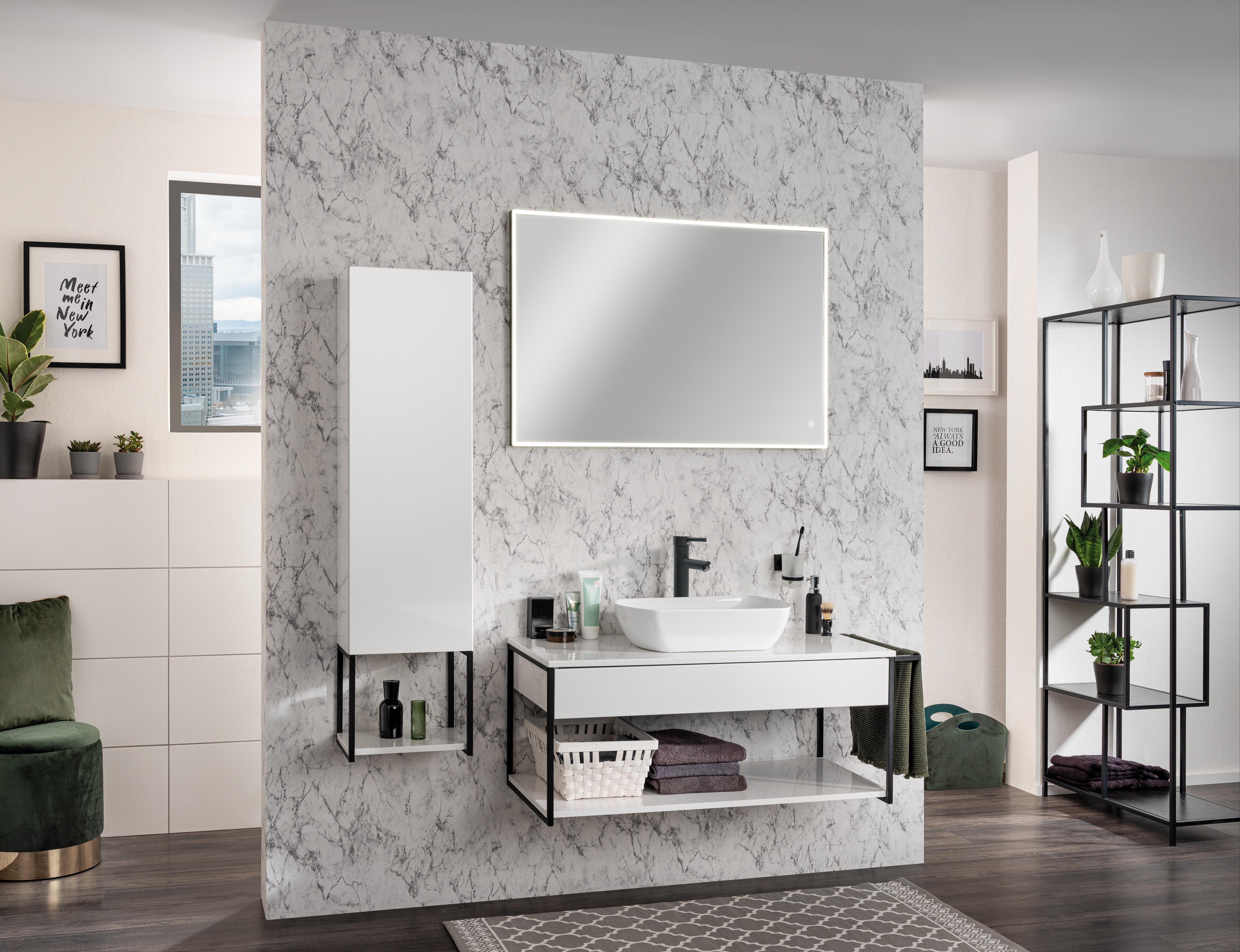 Badezimmerspiegel Mit Metallrahmen 61x81,3 Cm – Gehärtetes Glas, Schwarz, Horizontal/vertikal Montierbar
