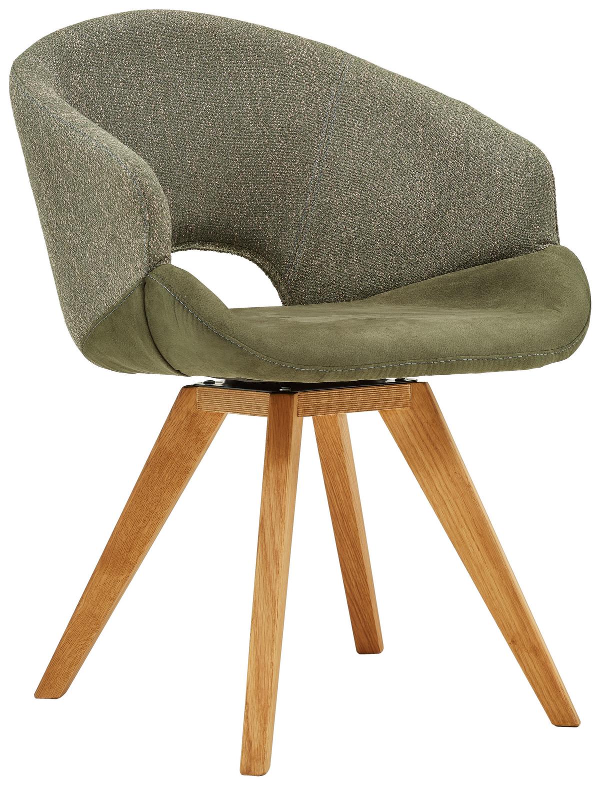 KRZESŁO Z PODŁOKIETNIKAMI RINCON - kolor dębowy/kremowy, Design, tkanina/drewno (58/83/59cm) - Linea Natura