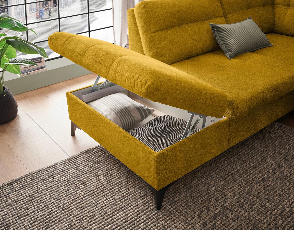 Wohnlandschaft Durban U ca. 218x324x170 cm Gelb - Gelb/Schwarz, KONVENTIONELL, Kunststoff/Textil (218/324/170cm) - MID.YOU