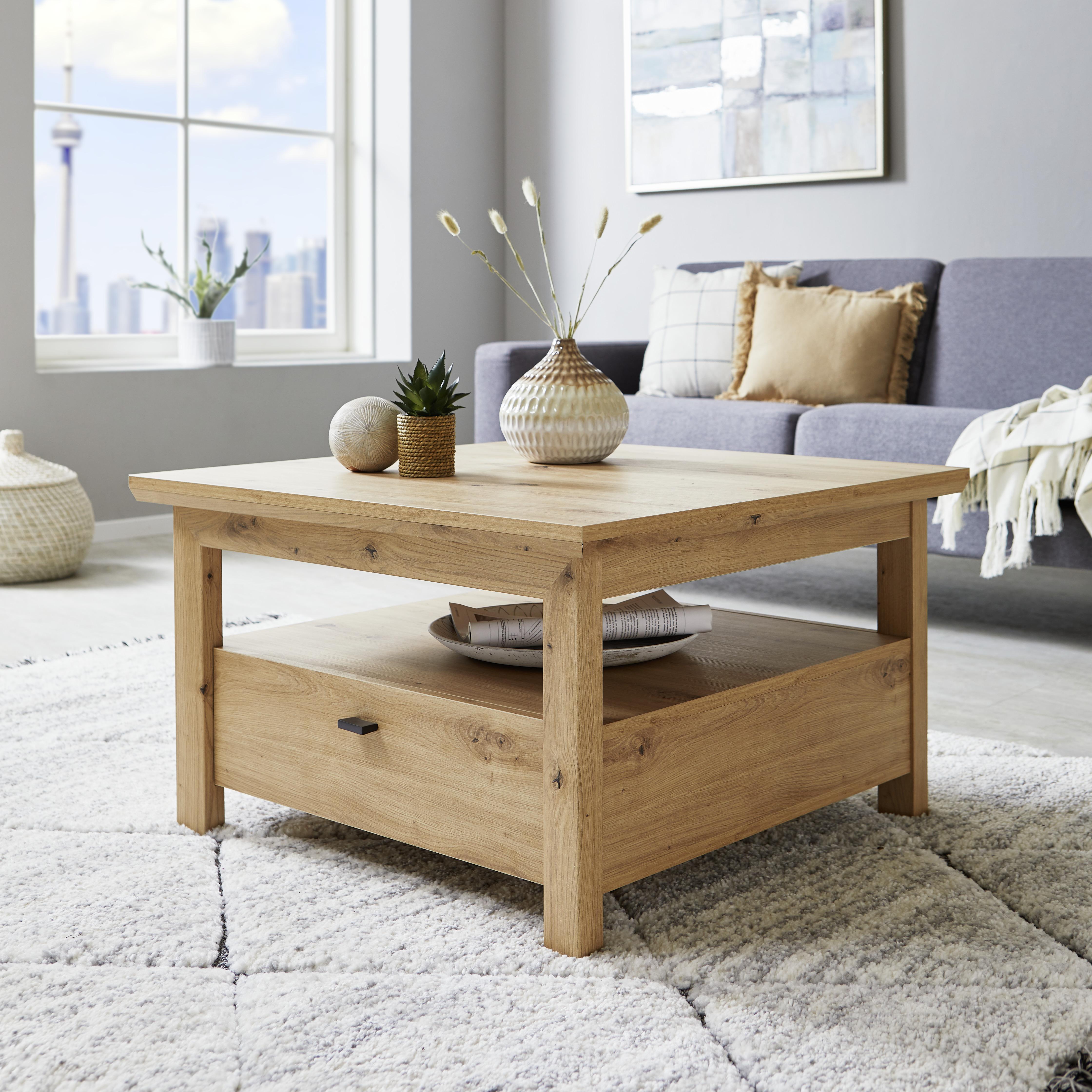 Klubska Miza Harvey, Barva Hrasta - barve hrasta/antracit, Trendi, kovina/leseni material (75/45/75cm) - Modern Living