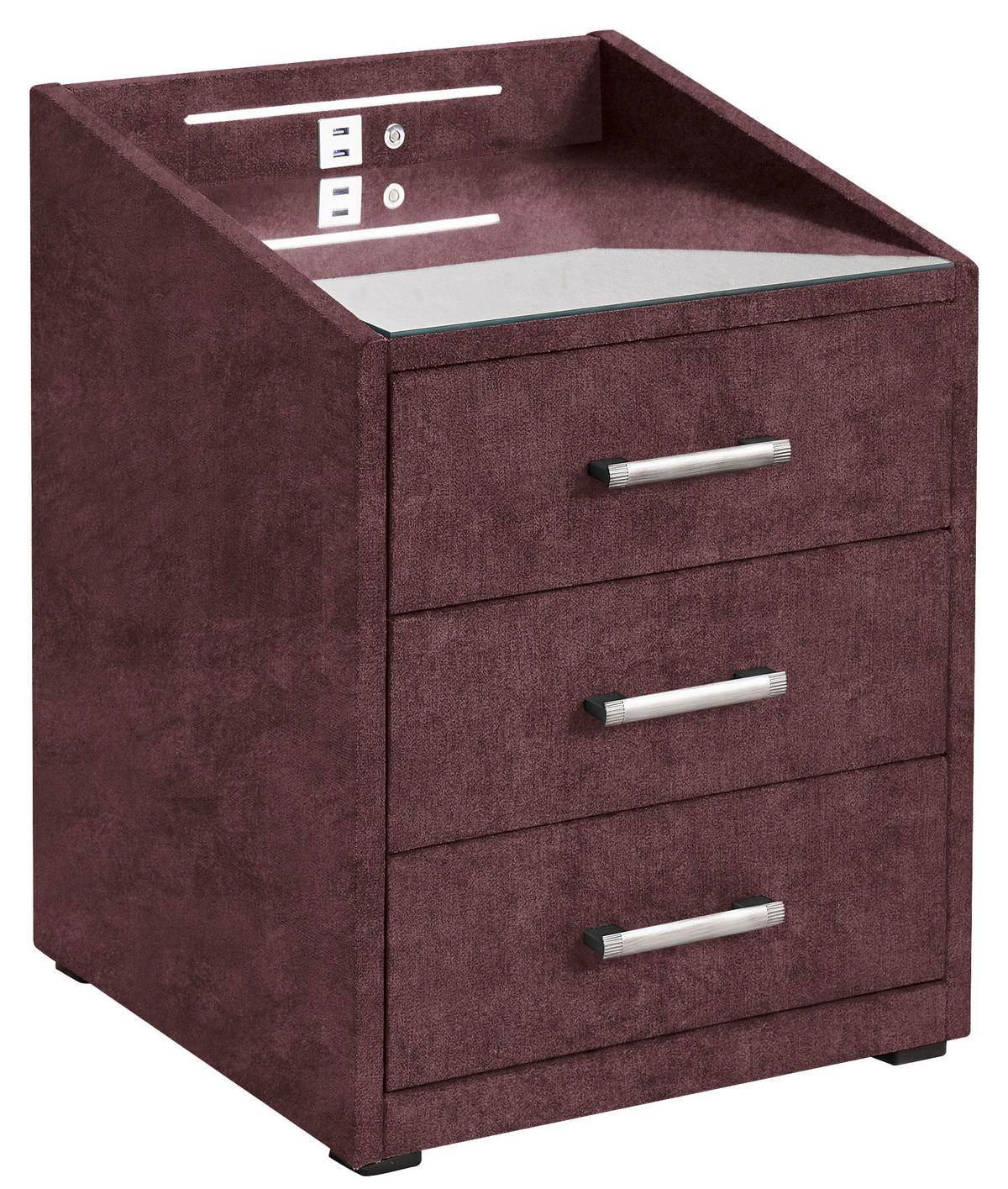 Nachtkästchen in Auberginefarbe 'Moon' - Silberfarben/Aubergine, Basics, Holzwerkstoff/Kunststoff (47/61/46cm) - Esposa