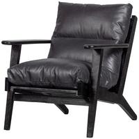 Sessel Houston Akazie/Leder Schwarz - Schwarz, Design, Leder/Holz (71/86/71cm) - Livetastic