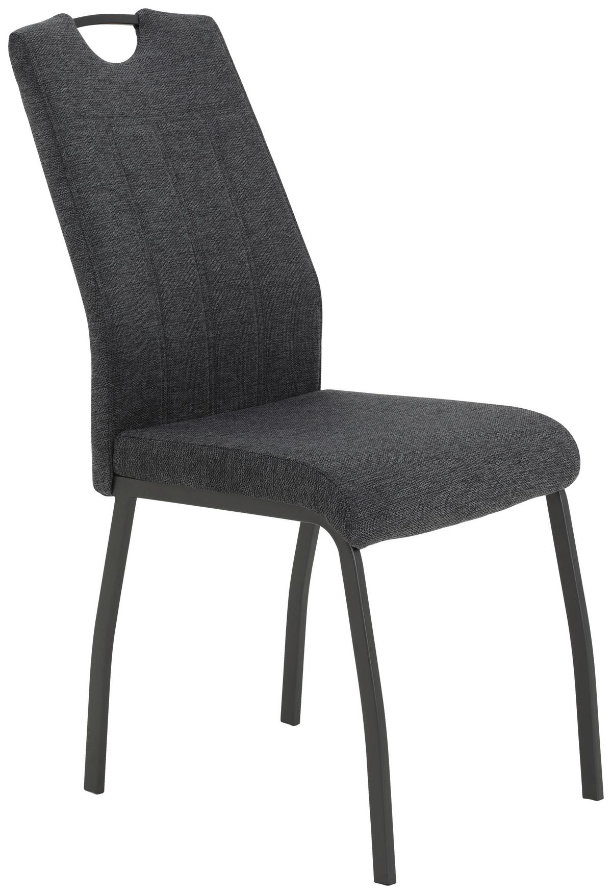 STUHL-SET Elif III S Anthrazit - Dunkelgrau/Anthrazit, MODERN, Textil/Metall (44/96/64cm) - MID.YOU