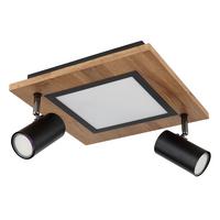 LED-Deckenleuchte Ulla in Natur/Schwarz max. 12 Watt - Opal/Schwarz, Design, Holzwerkstoff/Kunststoff (30/30/18cm) - Globo