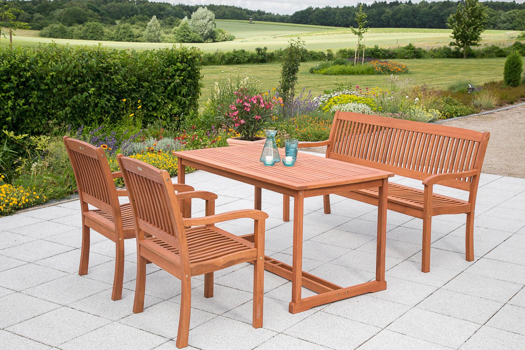 Gartentisch Braun Eukalyptusholz ca. 140x80x74cm - Braun, KONVENTIONELL, Holz (140/80/74cm) - Gardenson