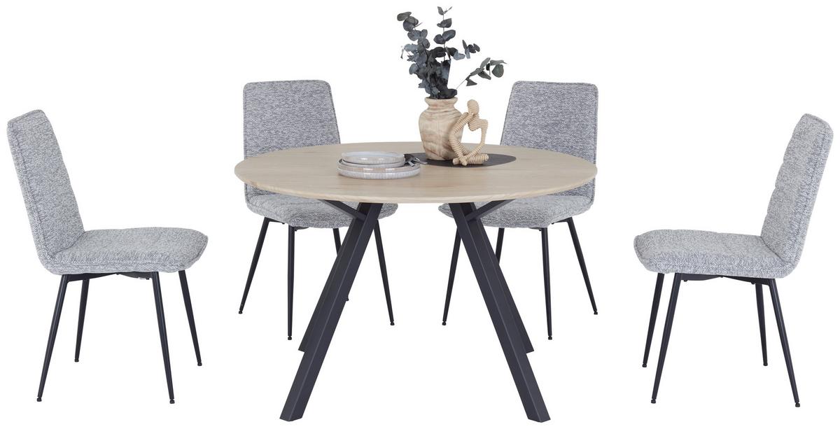 Masa ARNO 120 - culoare natur/negru, Konventionell, metal/material pe bază de lemn (120/76/120cm)