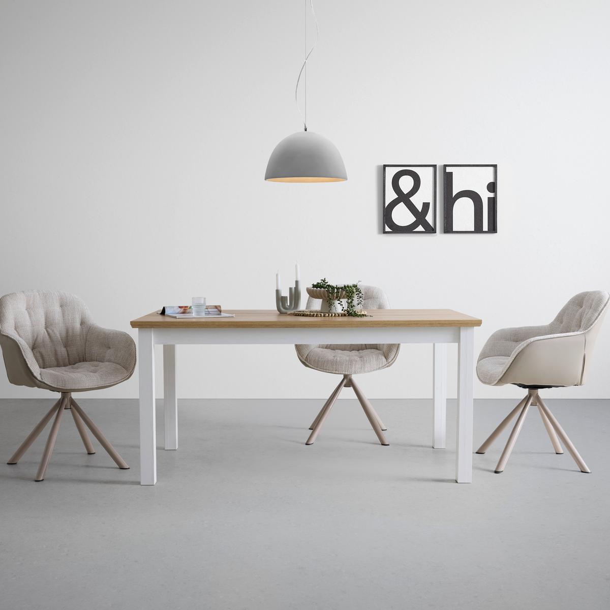 Esstisch Korsika Eichefarben/Weiß - Eichefarben/Weiß, ROMANTIK / LANDHAUS, Holzwerkstoff (160/76/90cm) - Mömax