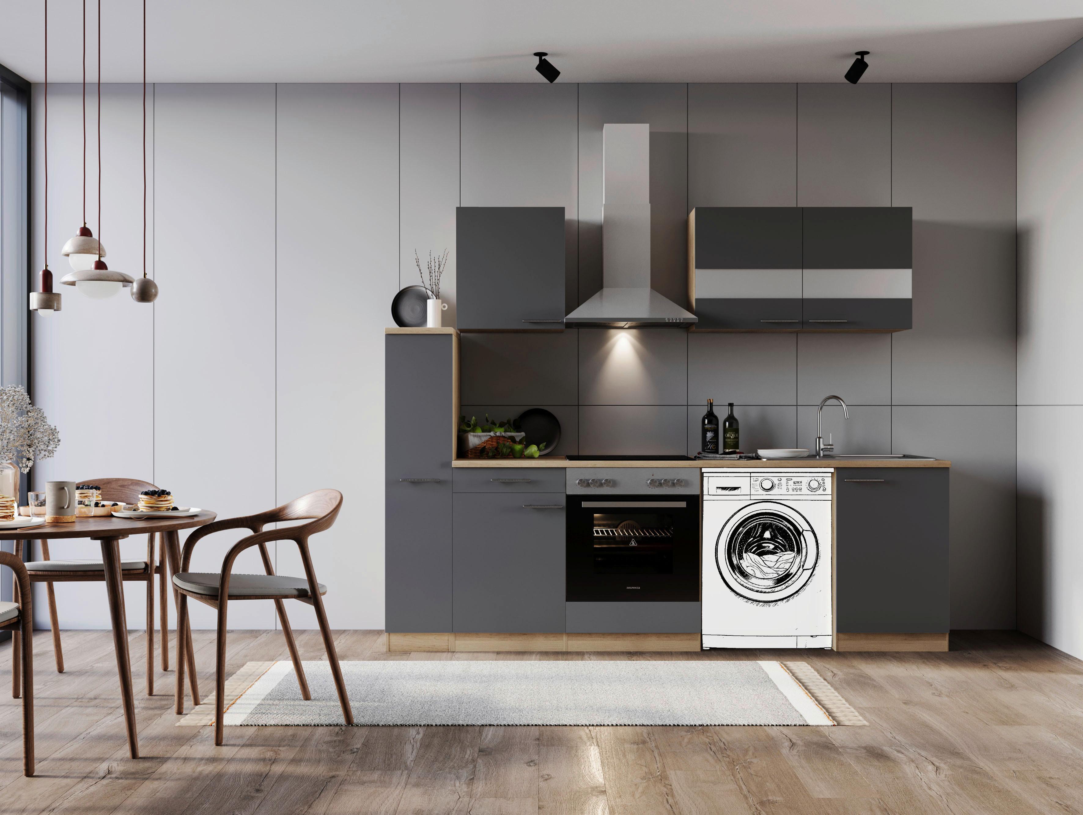 Kuhinjski Blok Z Aparati Merle, 250cm - barve nerjavečega jekla/siva, Basics, kovina/steklo (250cm) - Respekta