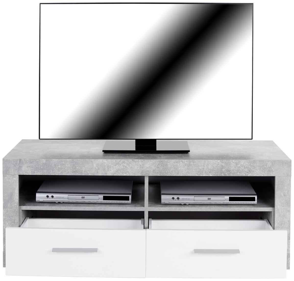 Element TV Malta - alb/gri, Modern, material pe bază de lemn (128/50/42cm) - Modern Living