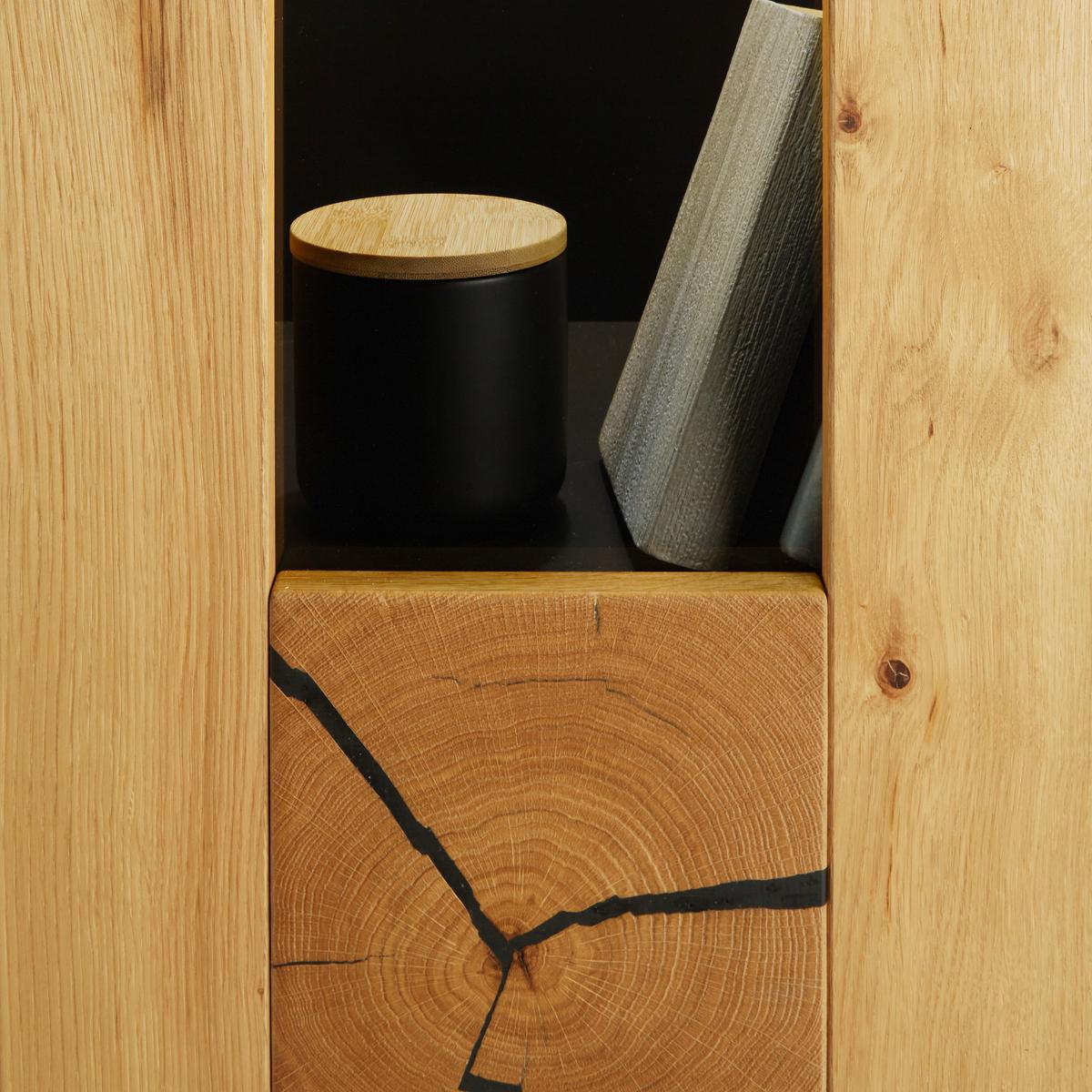 Hängevitrine Stockholm in Wildeiche - Eichefarben/Schwarz, MODERN, Glas/Holzwerkstoff (37/119/38cm) - Premium Living