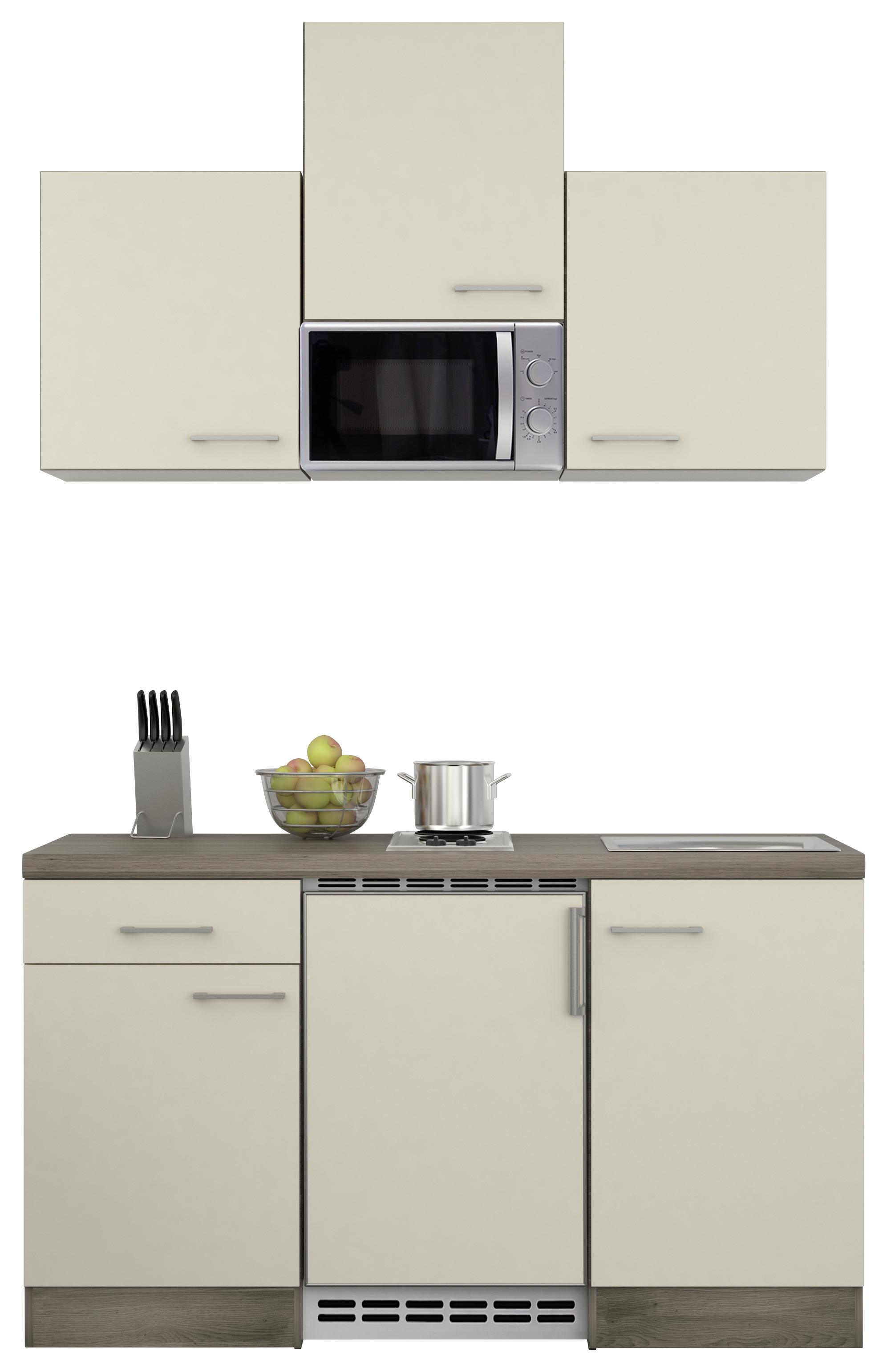 Küchenblock "Eico" , Magnolie - Edelstahlfarben/Eichefarben, MODERN, Holzwerkstoff (150cm) - MID.YOU