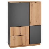 Visoka Komoda Vince Ii, Antracit, Barva Hrasta - črna/barve hrasta, Trend, umetna masa/leseni material (103/142/38cm) - Livetastic