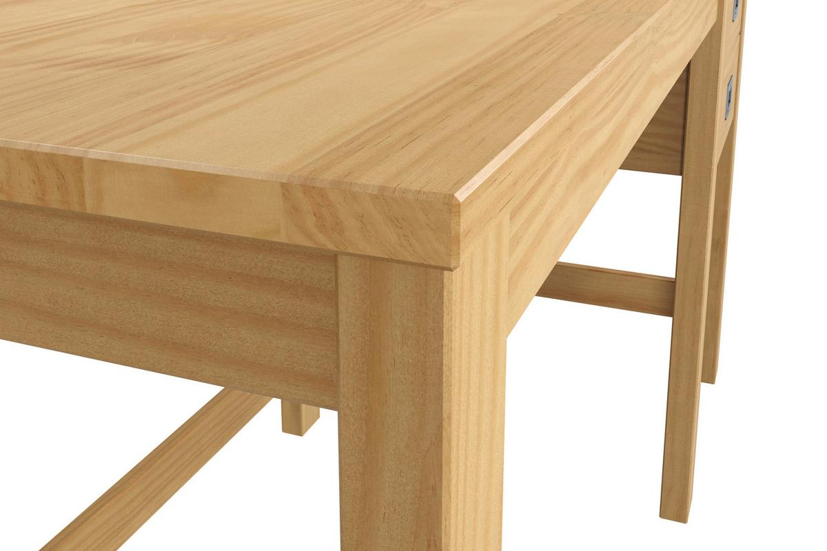 BIURKO ETERNO - kolor srebrny/kolor naturalny, Natur, materiał drewnopochodny/metal (140/60/75cm) - Livetastic