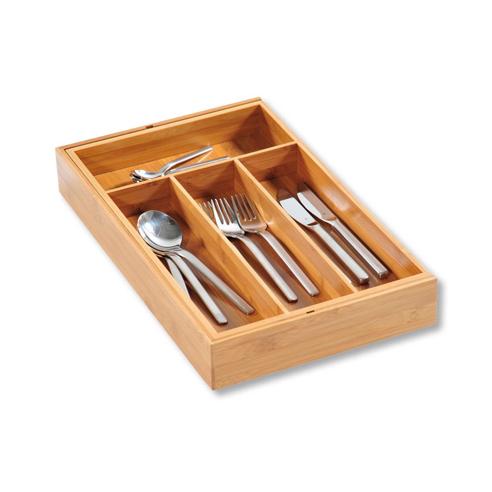 POJEMNIK NA SZTUĆCE BAMBUS NATURFARBEN - kolor naturalny, Basics, drewno (26/43/6cm) - Kesper