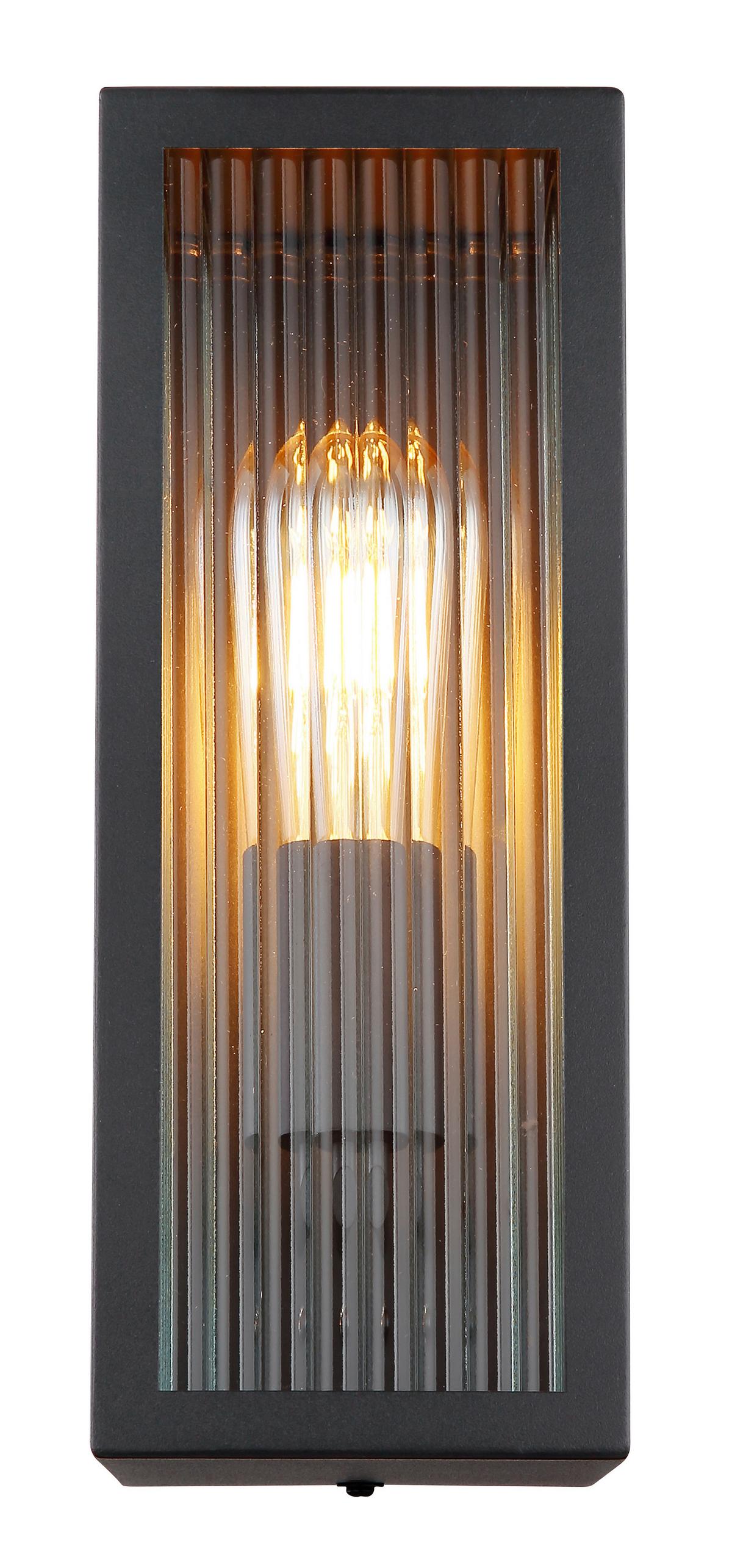 Außenleuchte Gundula max. 60 Watt - Klar/Schwarz, Basics, Glas/Metall (12/14/32cm) - Globo