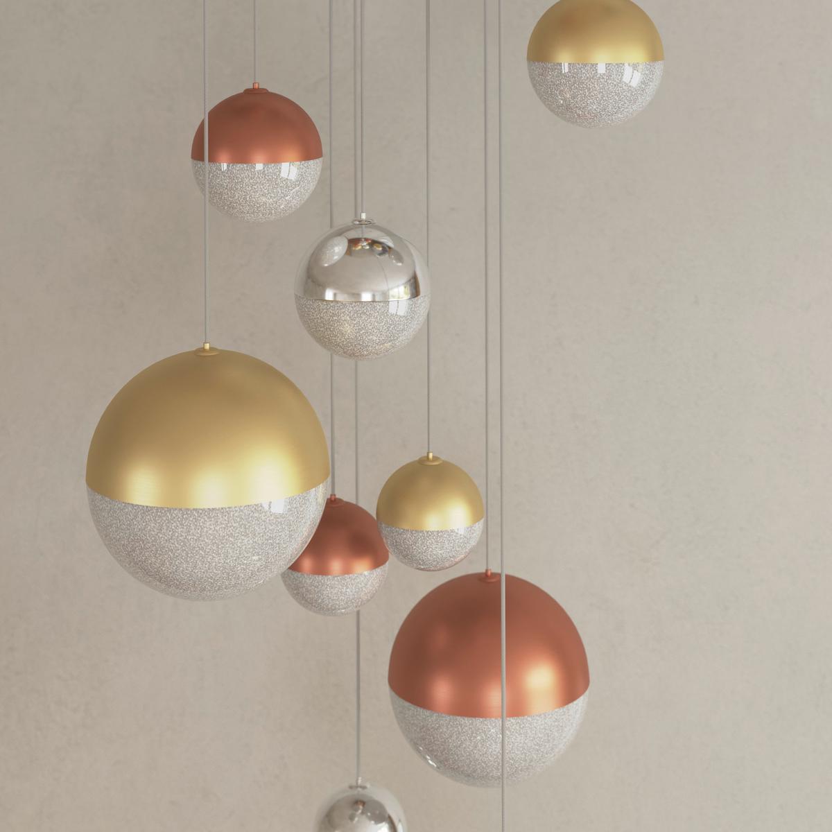 LAMPA WISZĄCA LED STAFFORD *DK* - kolor mosiężny/kolor chromowy, Basics, metal (50/150cm) - Dieter Knoll