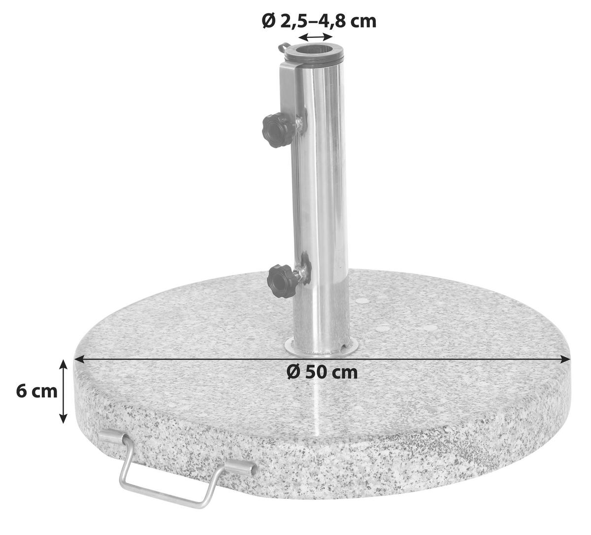 Schirmständer Metall/Granit für Ø 4,8 cm - Silberfarben/Hellgrau, KONVENTIONELL, Stein/Metall (50/6/50cm) - Siena Garden