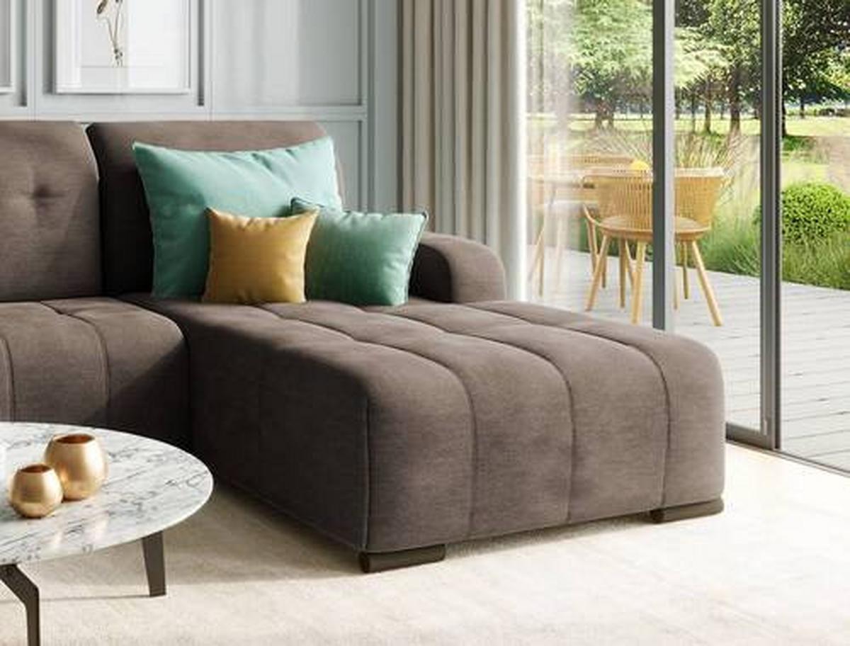 Wohnlandschaft Vicari Dunkelbraun Mikrofaser - Dunkelbraun/Schwarz, MODERN, Textil/Metall (185/292cm) - Livetastic