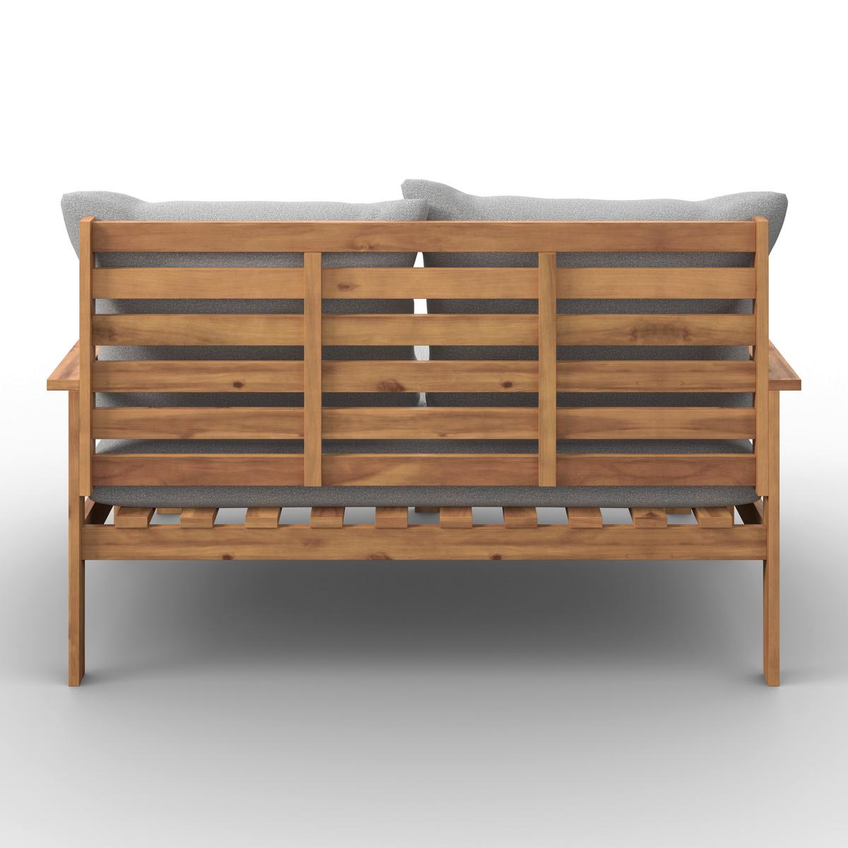 Sonneninsel Pia Grau Akazie/Outdoorstoff - Grau/Akaziefarben, MODERN, Holz/Textil (130/74,5/80-140cm) - Bessagi Garden