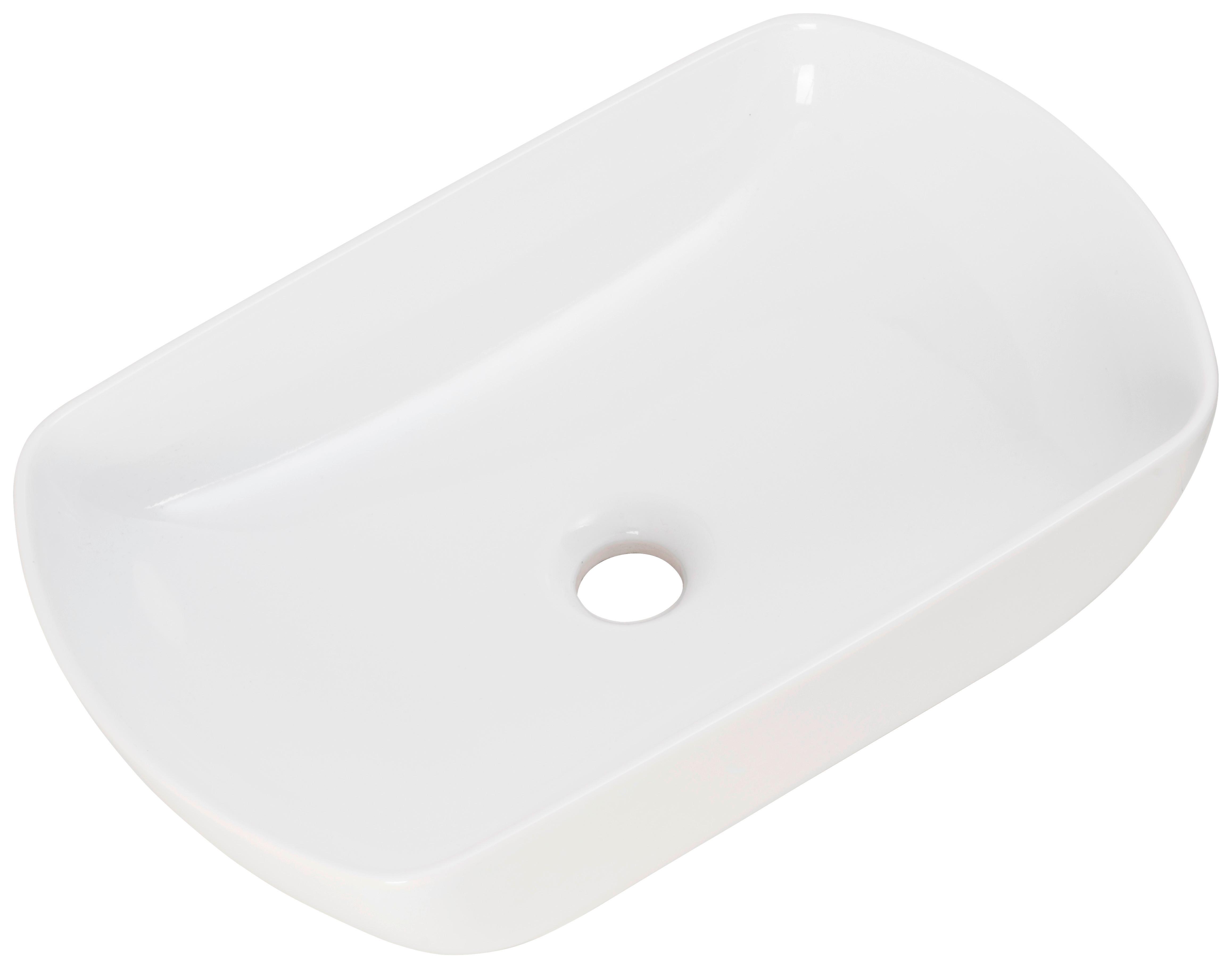 Aufsatzwaschbecken "New York", Weiß Keramik BHT: 50x13x32 cm - Weiß, MODERN, Keramik (50/12,5/31,5cm) - MID.YOU