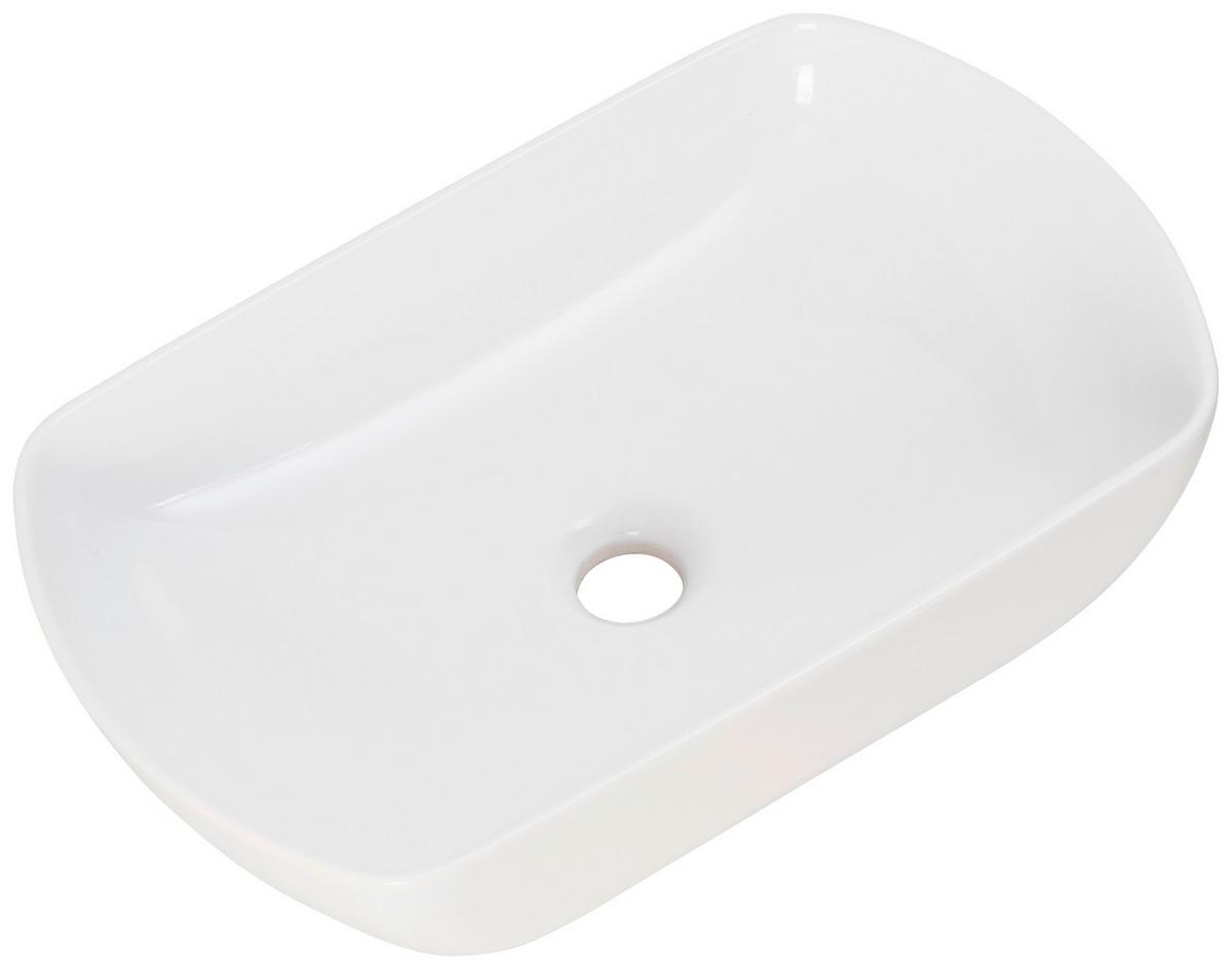 Aufsatzwaschbecken "New York", Weiß Keramik BHT: 50x13x32 cm - Weiß, MODERN, Keramik (50/12,5/31,5cm) - MID.YOU