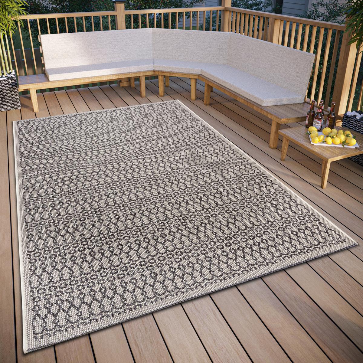 Outdoorteppich Vanti Grau/Beige ca. 76x150cm - Beige/Grau, Design, Kunststoff (76/150cm)