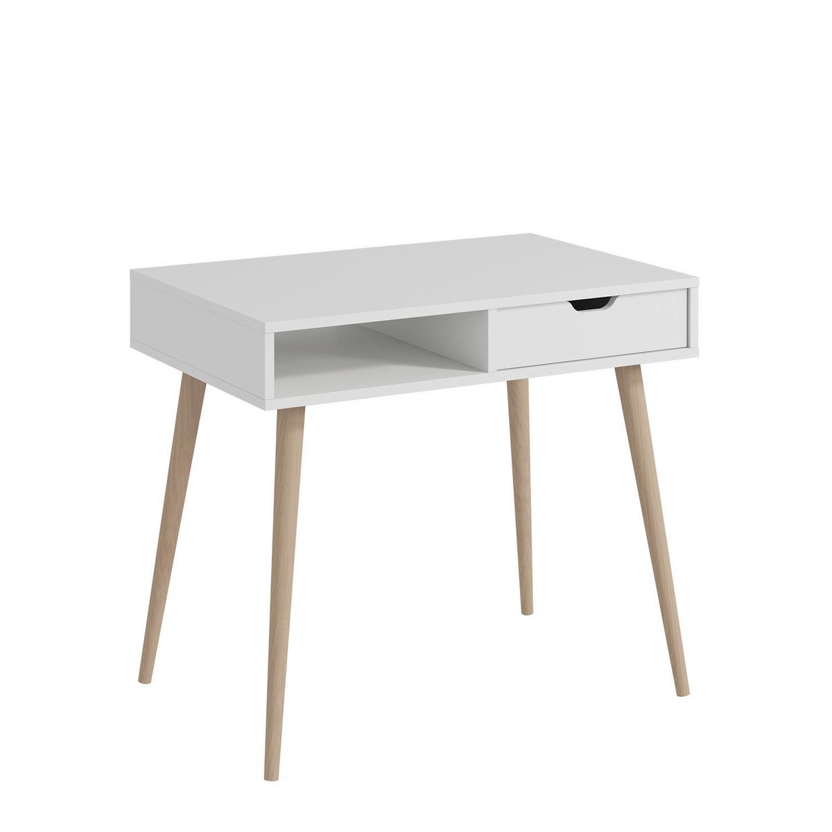 Schreibtisch Offer Weiß ca. 90x60x80cm - Eichefarben/Weiß, Design, Holzwerkstoff (90/60/80cm) - Livetastic