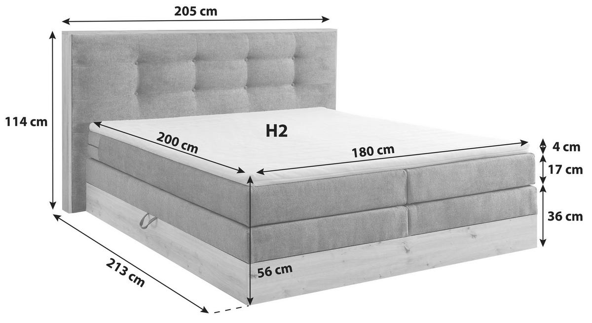 Boxspringbett Preston ca. 180x200 cm Anthrazit - Anthrazit, MODERN, Holz/Holzwerkstoff (180/200cm) - Livetastic