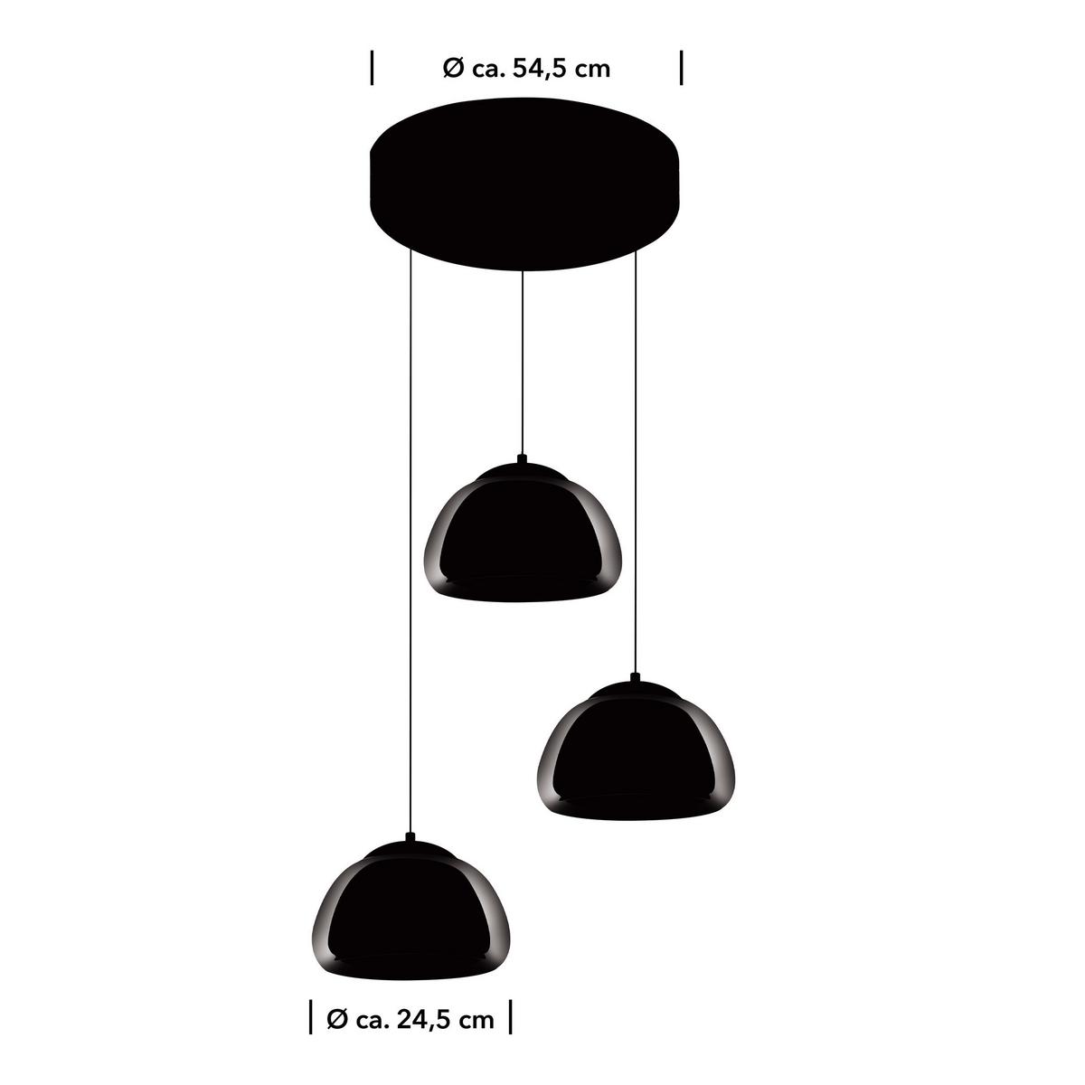 LAMPA ZWIESZANA LED 20637/3-06 LUXXO - czarny, Design, metal (54,5cm) - Hell