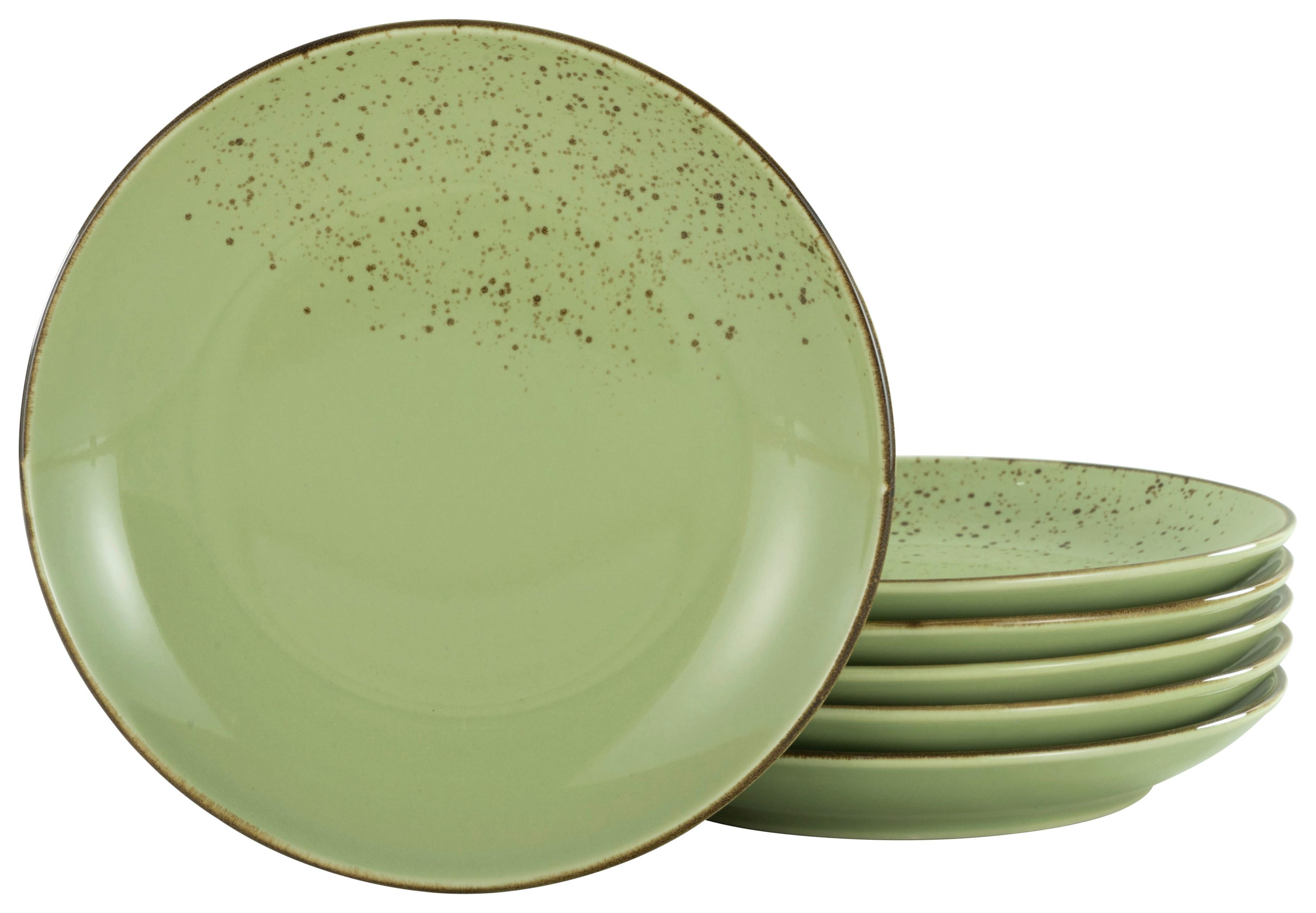 Set Krožnikov Green, 6-Delni - zelena, Trend, keramika (27cm) - Creatable
