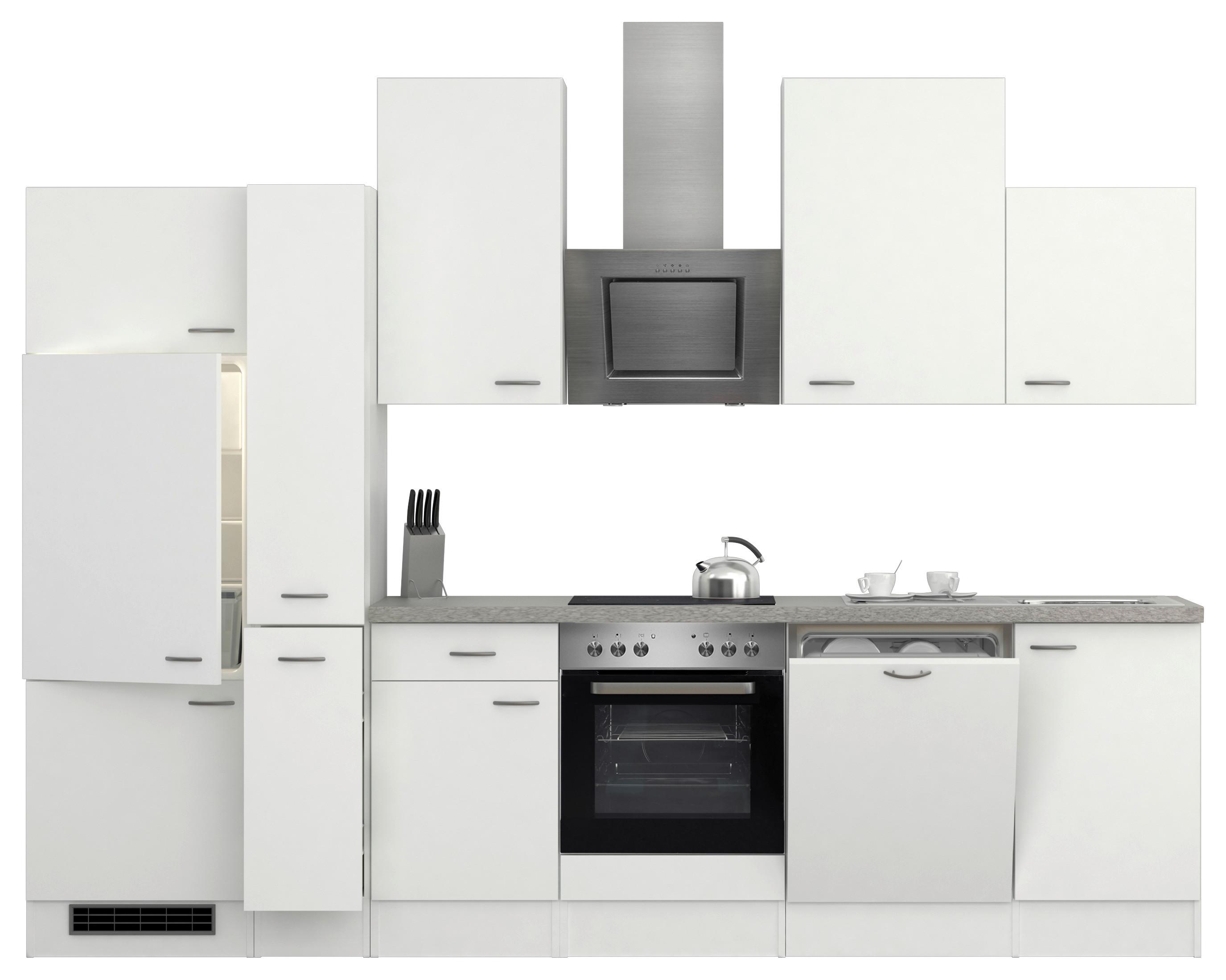 Kuhinjski Blok Z Aparati Wito, Bela - barve nerjavečega jekla/bela, Moderno, umetna masa/leseni material (310cm) - FlexWell