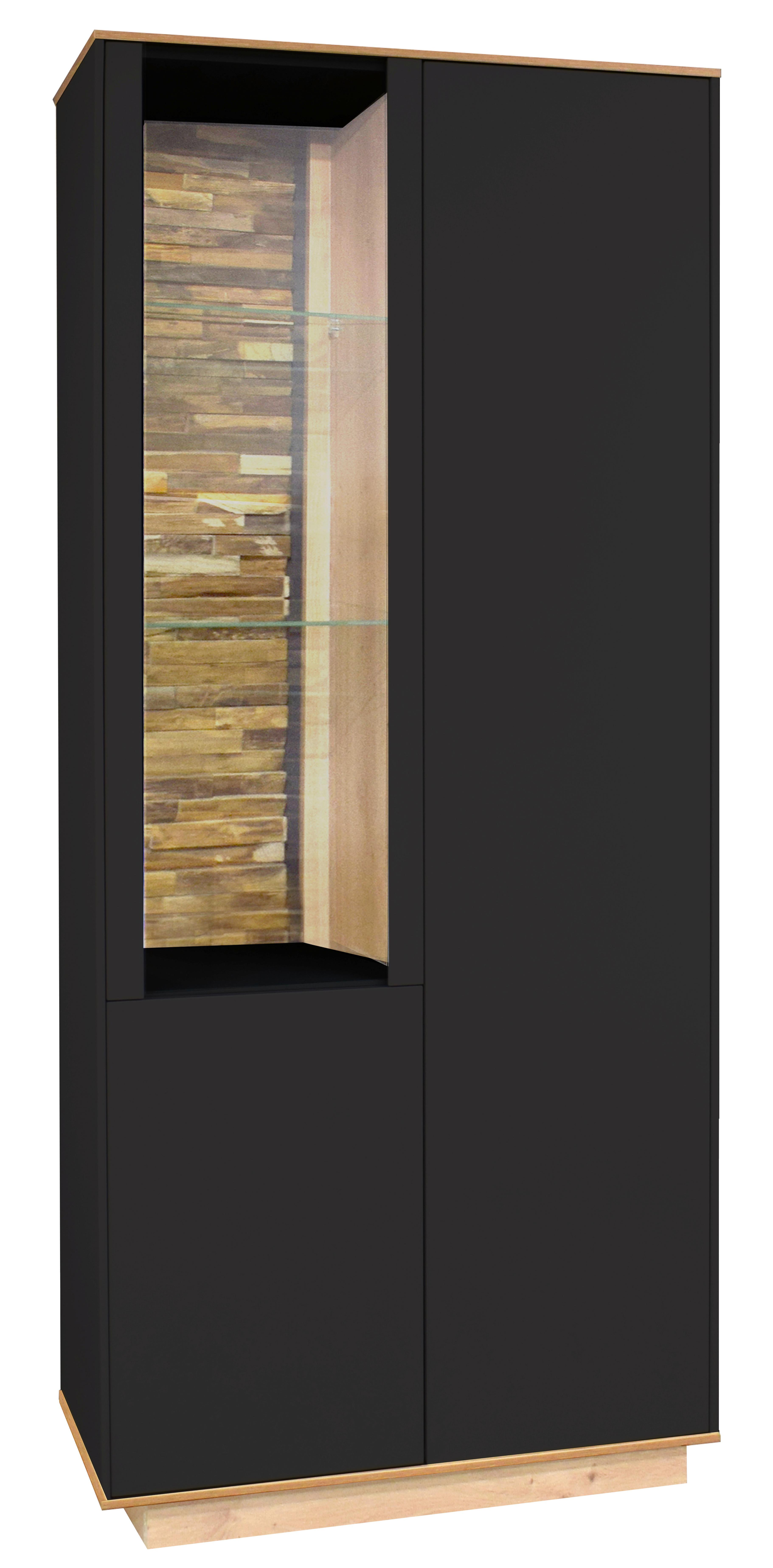 Vitrine Halvar Anthrazit/Eiche Artisan - Anthrazit/Eiche Artisan, MODERN, Glas/Holz (81/186/42cm) - Premium Living