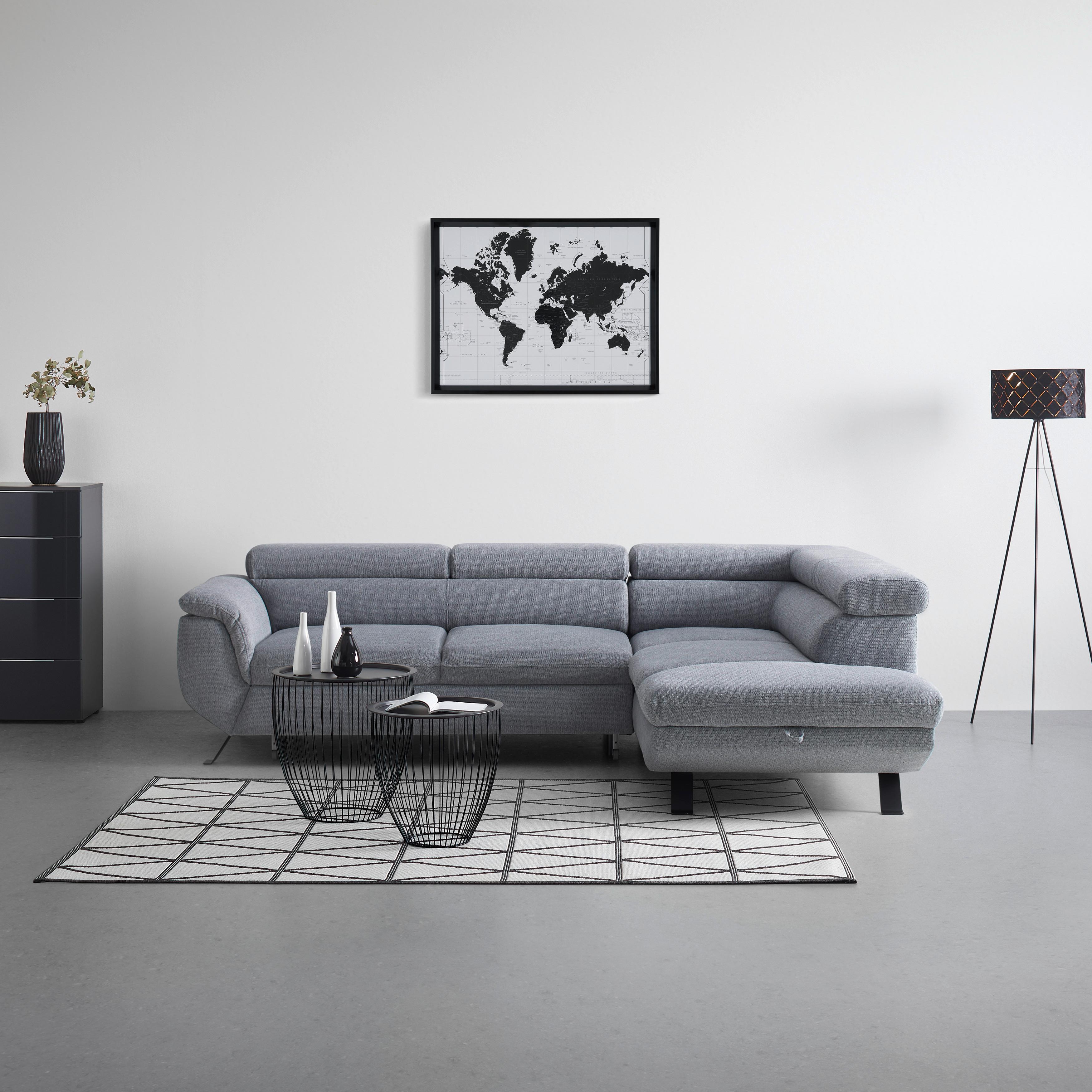 Ecksofa Raven Grau - Schwarz/Grau, Modern, Textil/Metall (257/198cm) - Mömax
