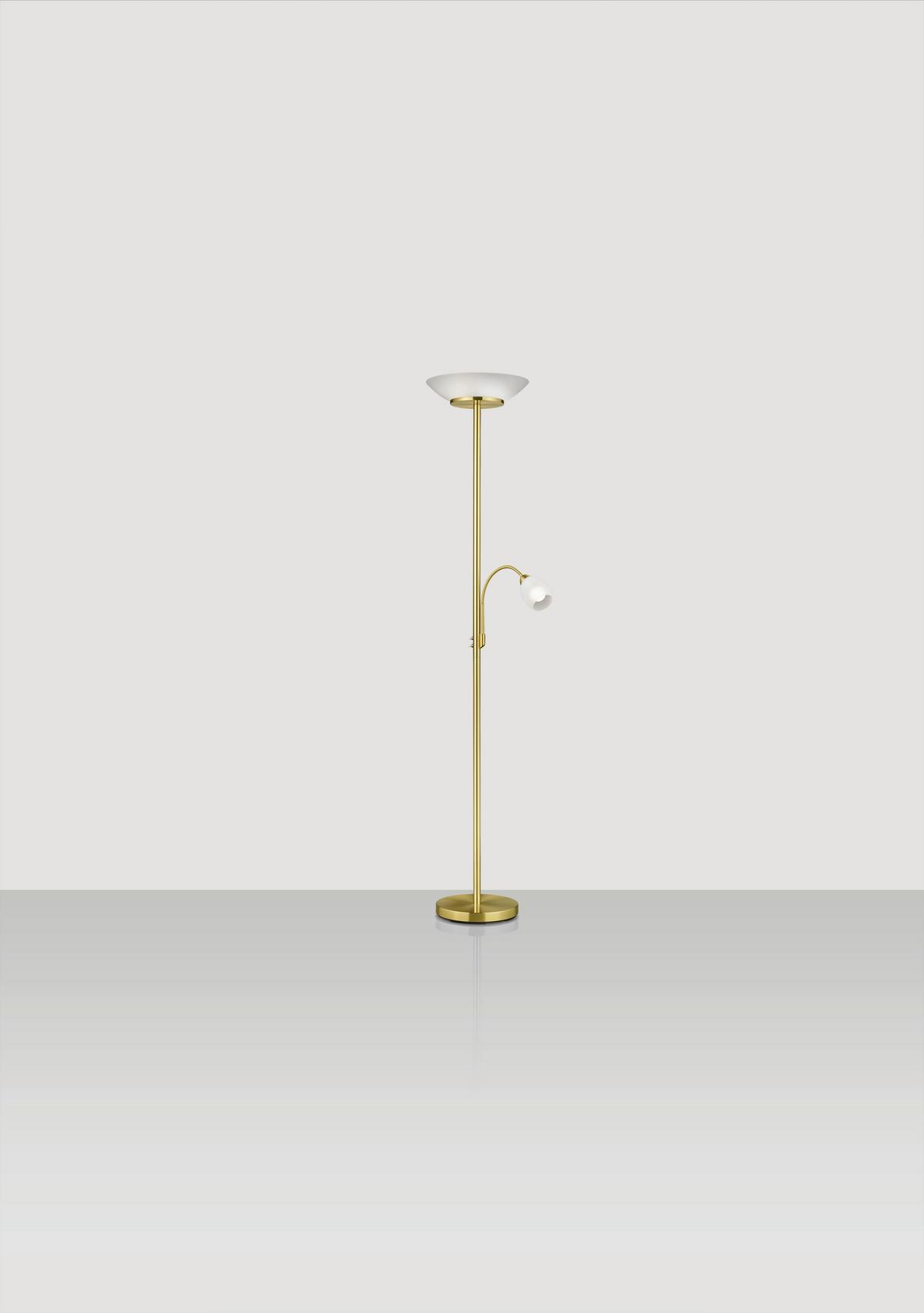 LED-Deckenfluter Gerry max. 18 Watt - Messingfarben/Weiß, Basics, Glas/Metall (34/34/180cm)