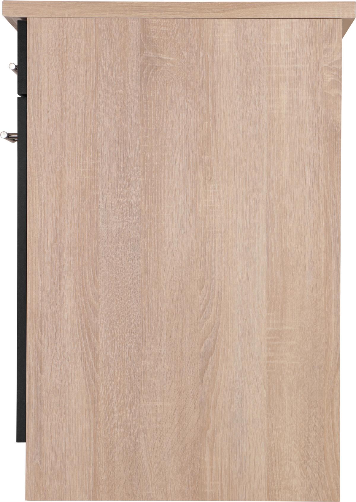 Kuhinjska Spodnja Omarica Merle, Barva Hrasta, Črna - srebrne barve/črna, Basics, kovina/leseni material (50/84,8/60cm) - Respekta